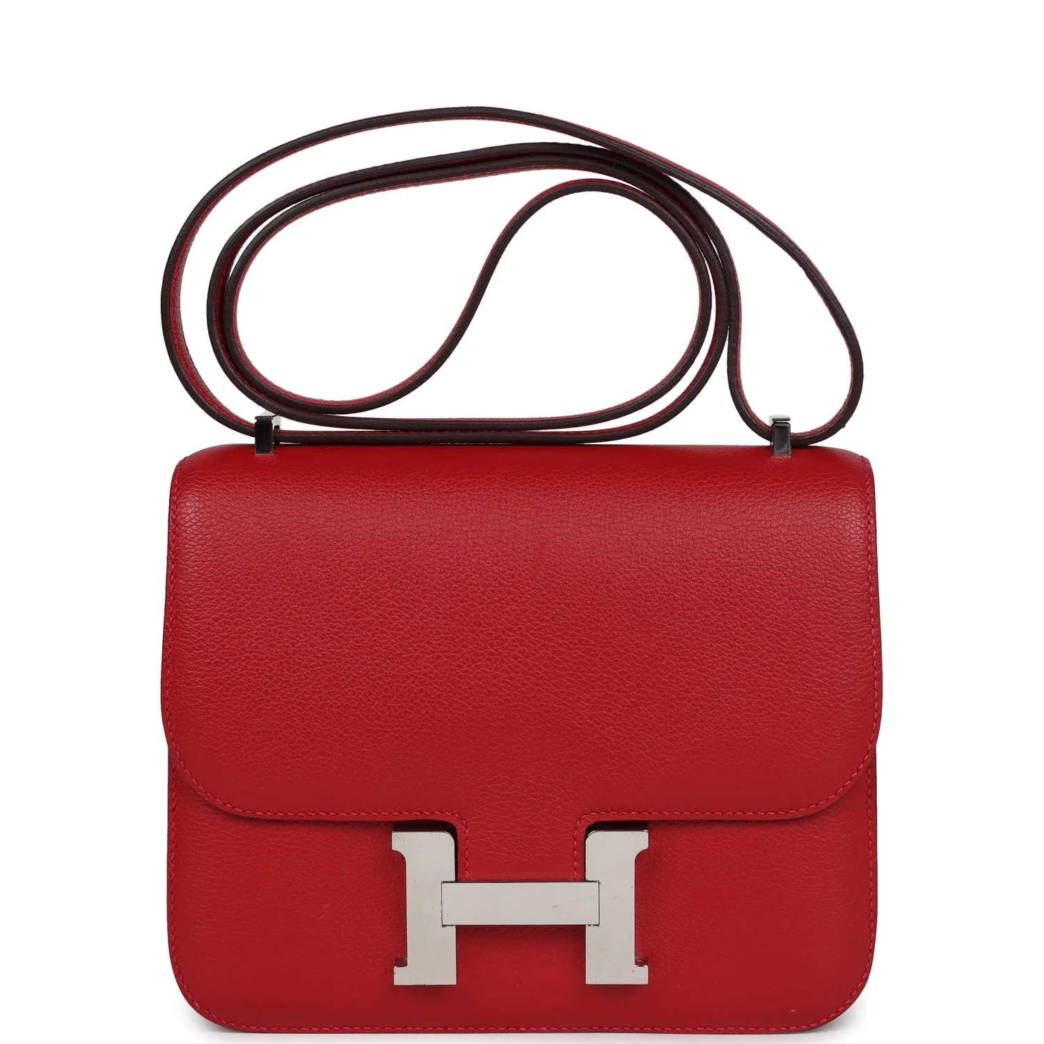 Replicate Hermes Constance 18 Rouge Casaque Evercolor Palladium Hardware(1:1 replica)