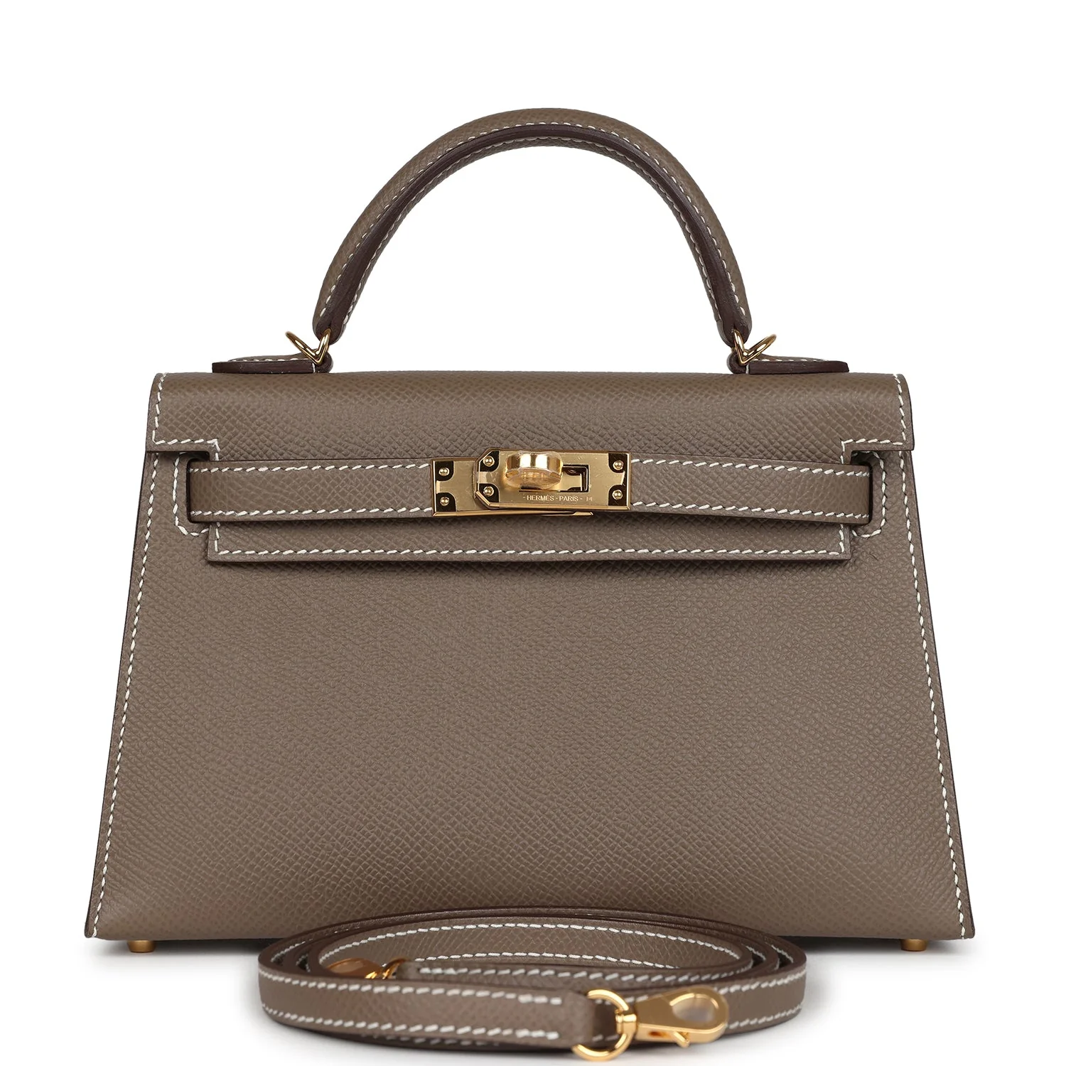 Replicate Hermes Kelly Sellier 20 Etoupe Epsom Gold Hardware(1:1 replica)