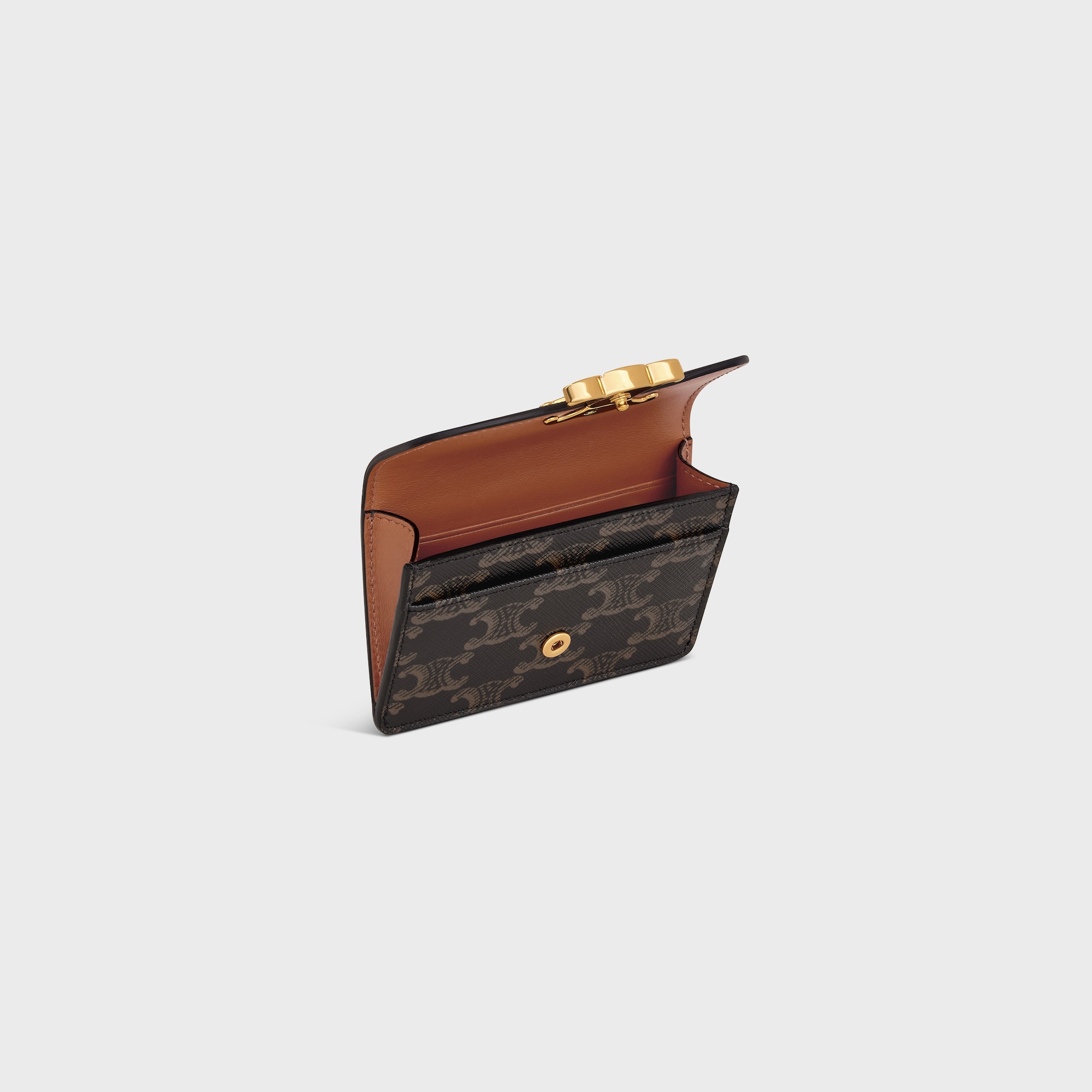 Replicate CARD HOLDER WITH FLAP TRIOMPHE IN TRIOMPHE CANVAS TAN(1:1 replica)