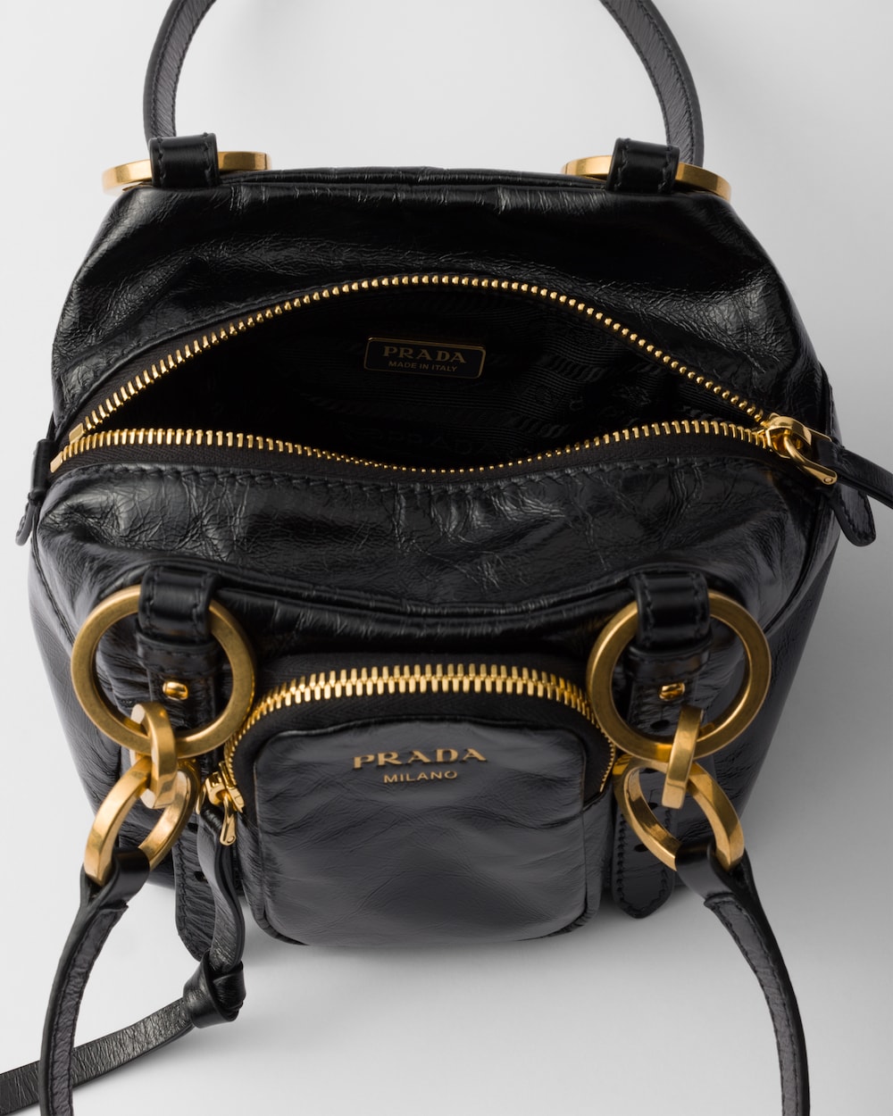 Replicate Prada Dangle Leather Top-Handle Mini-Bag(1:1 replica)