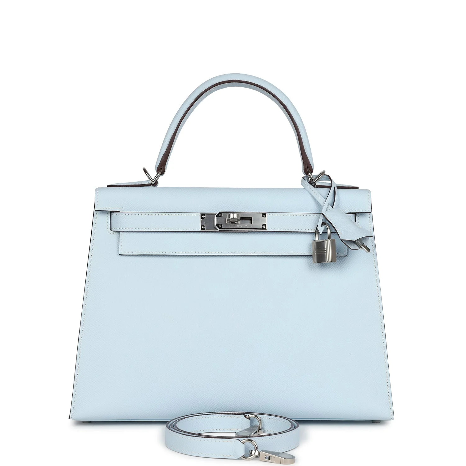 Replicate Hermes Kelly Sellier 28 Bleu Brume Epsom Palladium Hardware(1:1 replica)