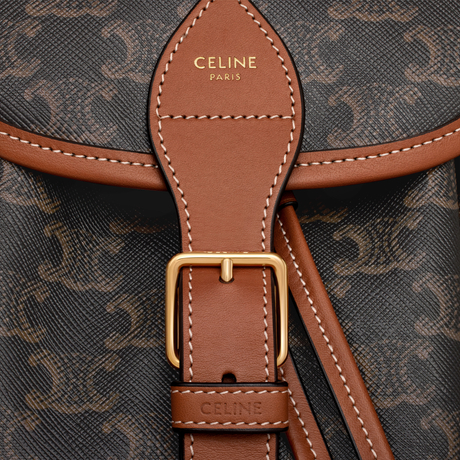 Replicate MEDIUM BACKPACK FOLCO IN TRIOMPHE CANVAS AND CALFSKIN TAN(1:1 replica)