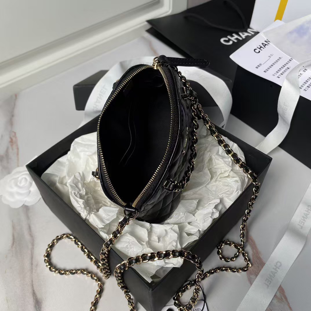 Replicate Chanel 24B AP3354 Calfskin Chain Clutch Black(1:1 replica)