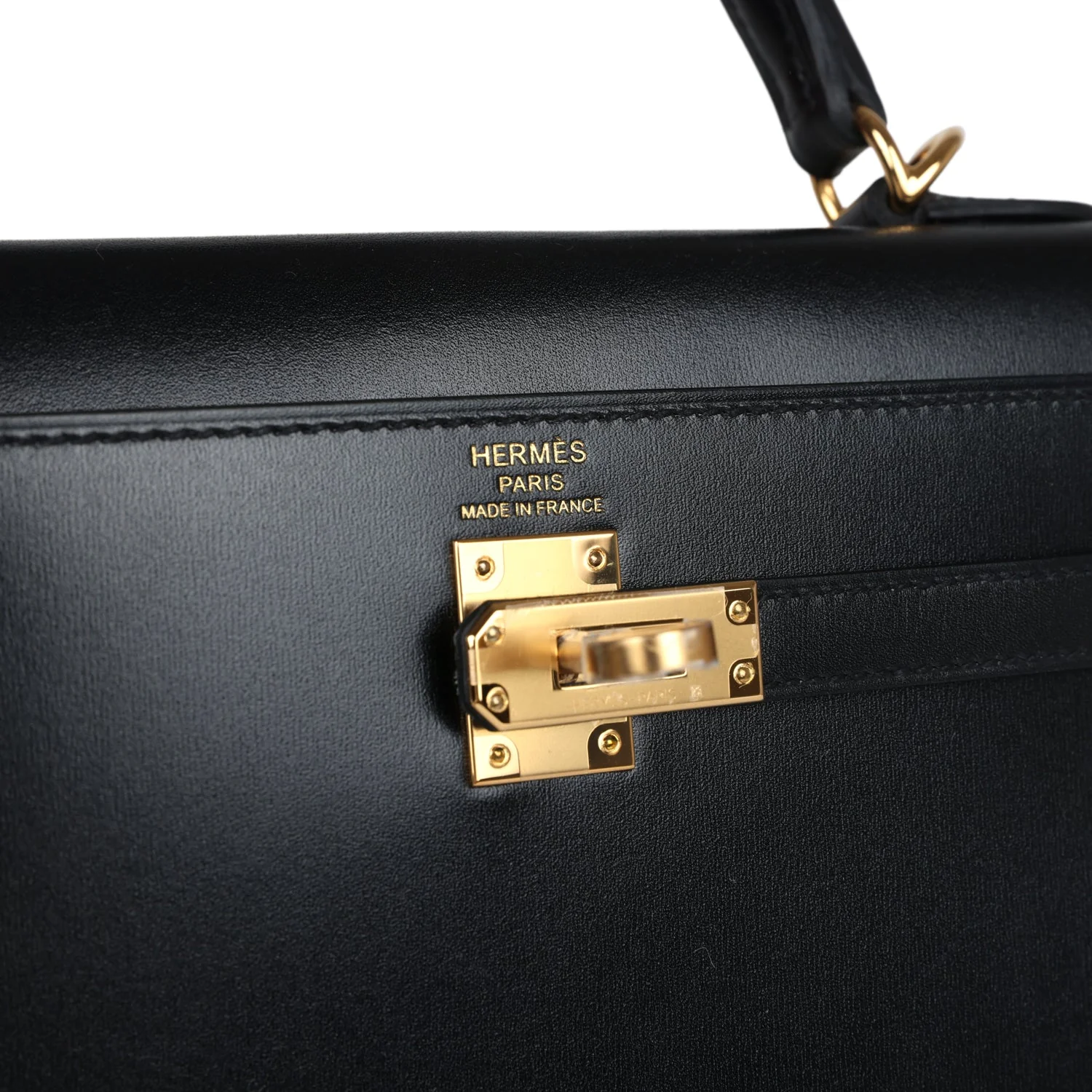 Replicate Hermes Kelly Sellier 25 Black Box Gold Hardware(1:1 replica)
