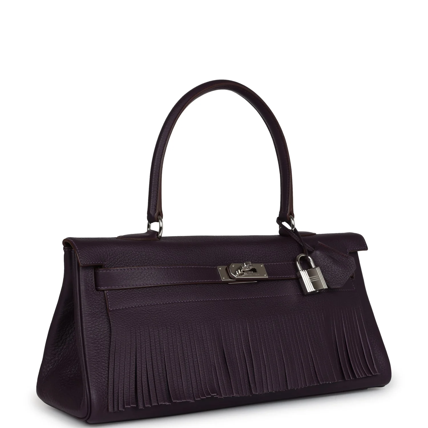 Replicate Hermes Fringe Shoulder Kelly 42 JPG Raisin Clemence Palladium Hardware(1:1 replica)