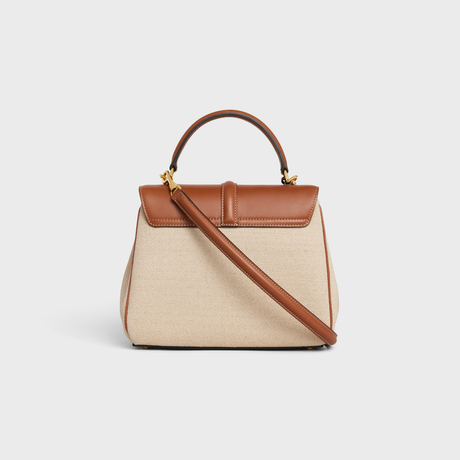 Replicate SMALL 16 BAG IN TEXTILE AND NATURAL CALFSKIN NATURAL / TAN(1:1 replica)