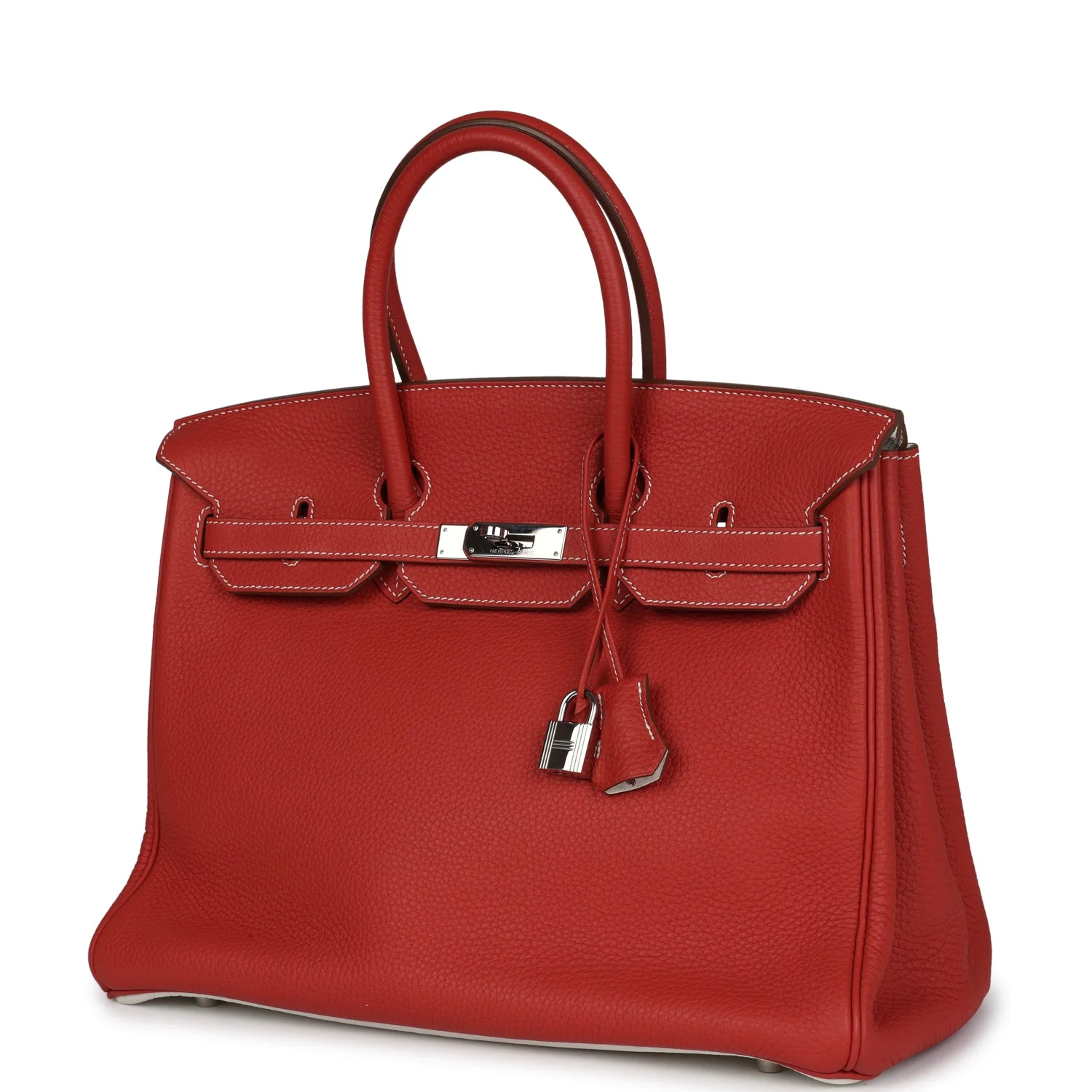 Replicate Hermes Birkin 35 Eclat Sanguine and White Clemence Palladium Hardware(1:1 replica)