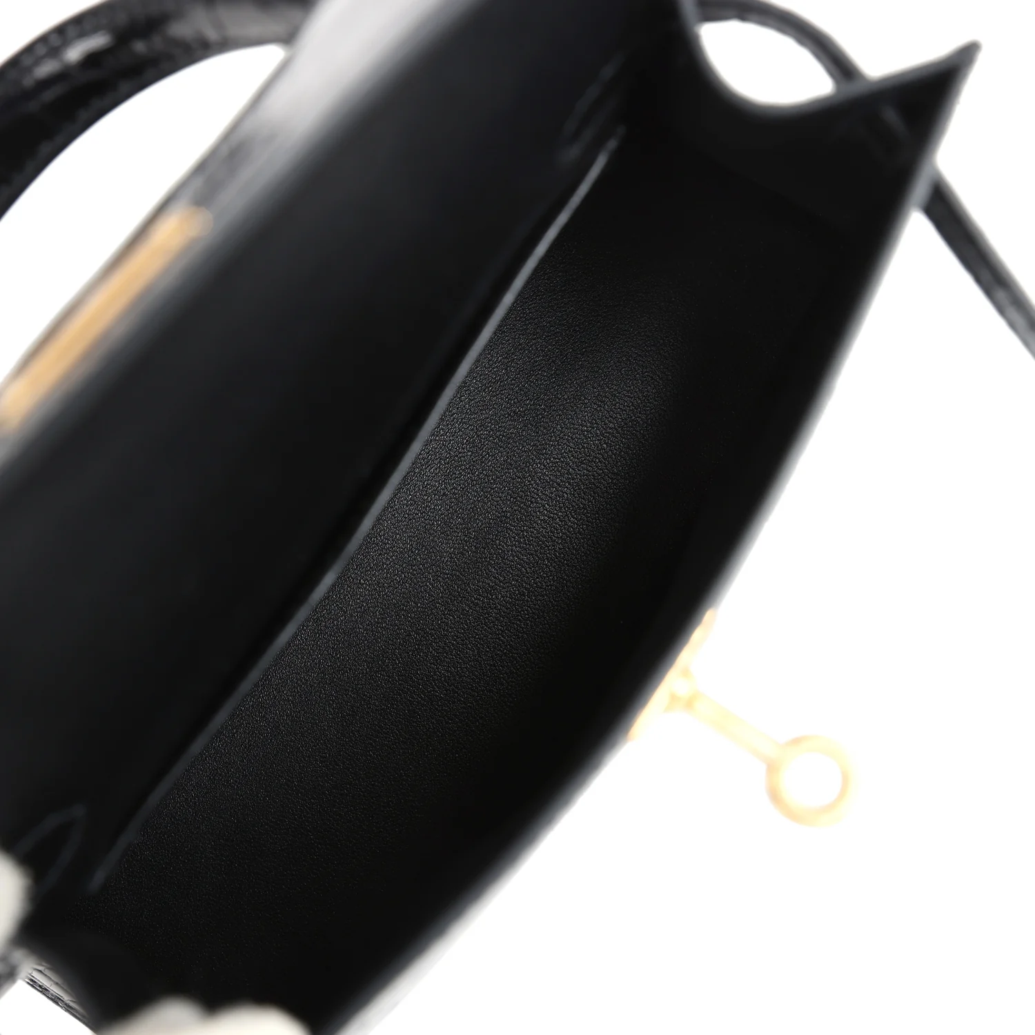 Replicate Hermes Kelly Sellier 20 Black Shiny Alligator Gold Hardware(1:1 replica)