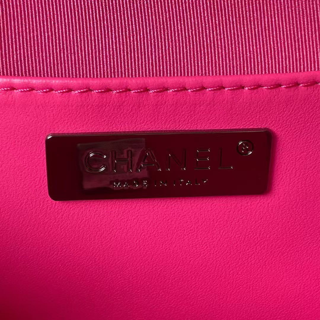 Replicate Chanel 24C AS4579 Star Bag Fuchsia and Black Satin Black Metal Hardware(1:1 replica)