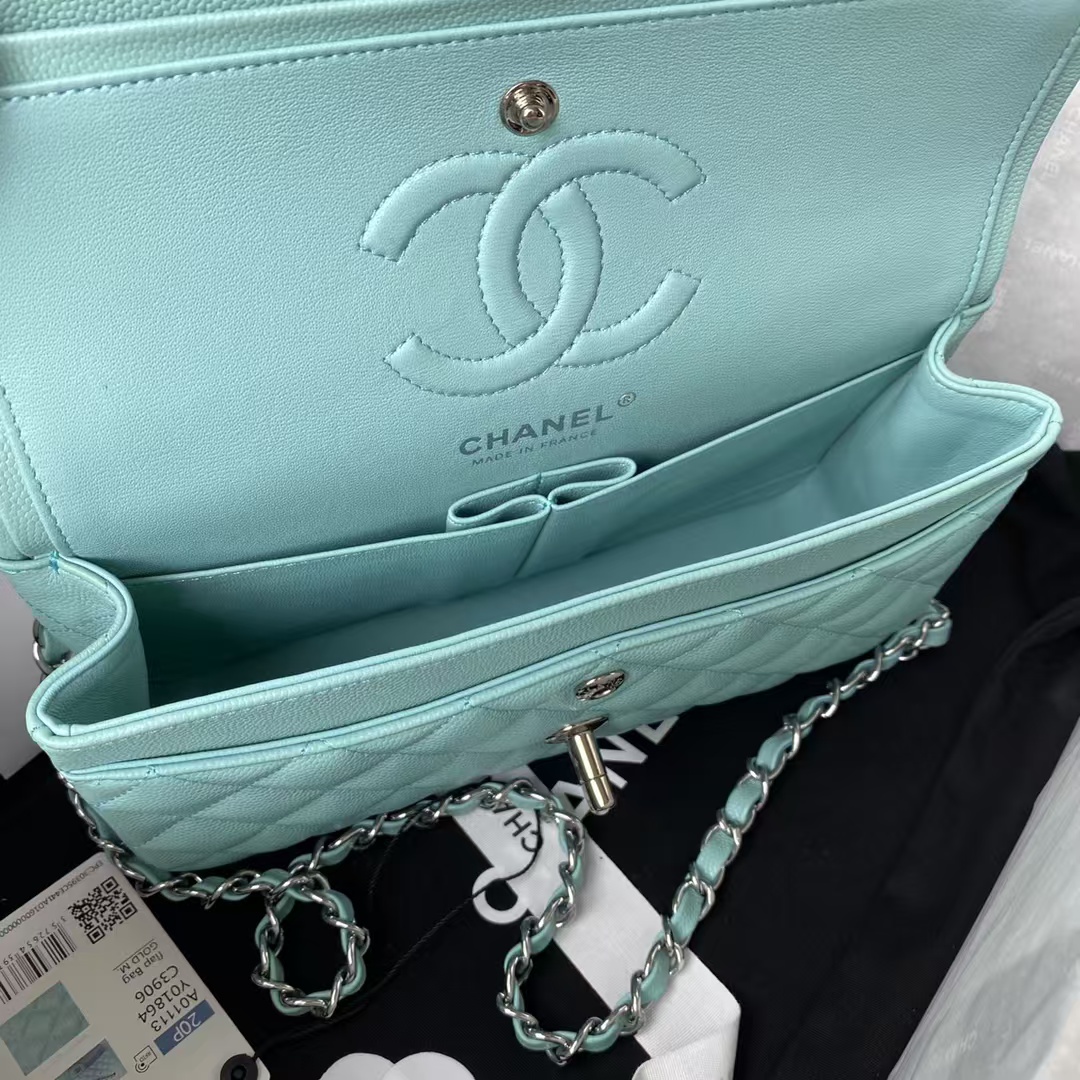 Replicate Chanel Small Classic Handbag Caviar Silver Hardware(1:1 replica)