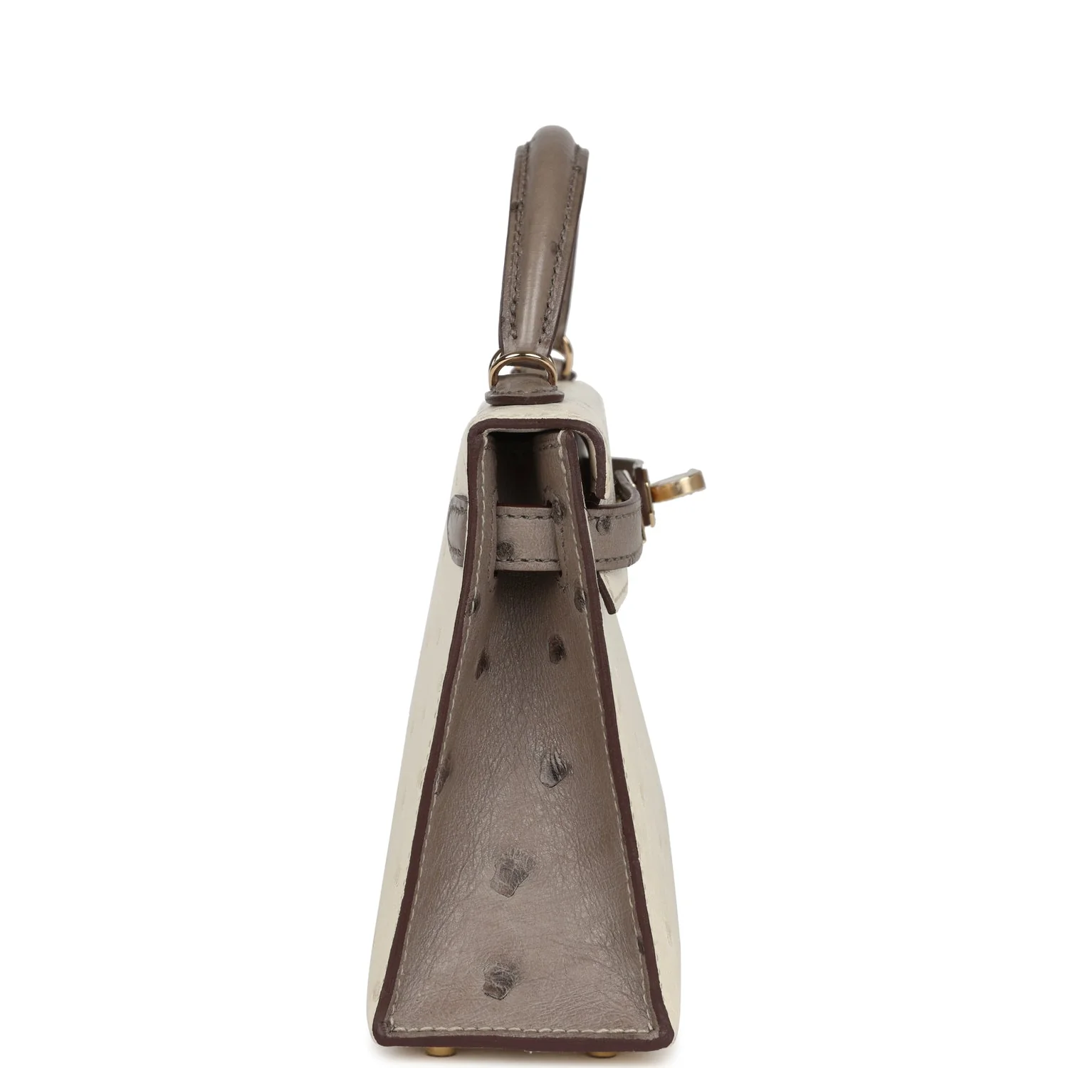 Replicate Hermes Special Order (HSS) Kelly Sellier 20 Beton and Gris Tourterelle Ostrich Permabrass Hardware(1:1 replica)