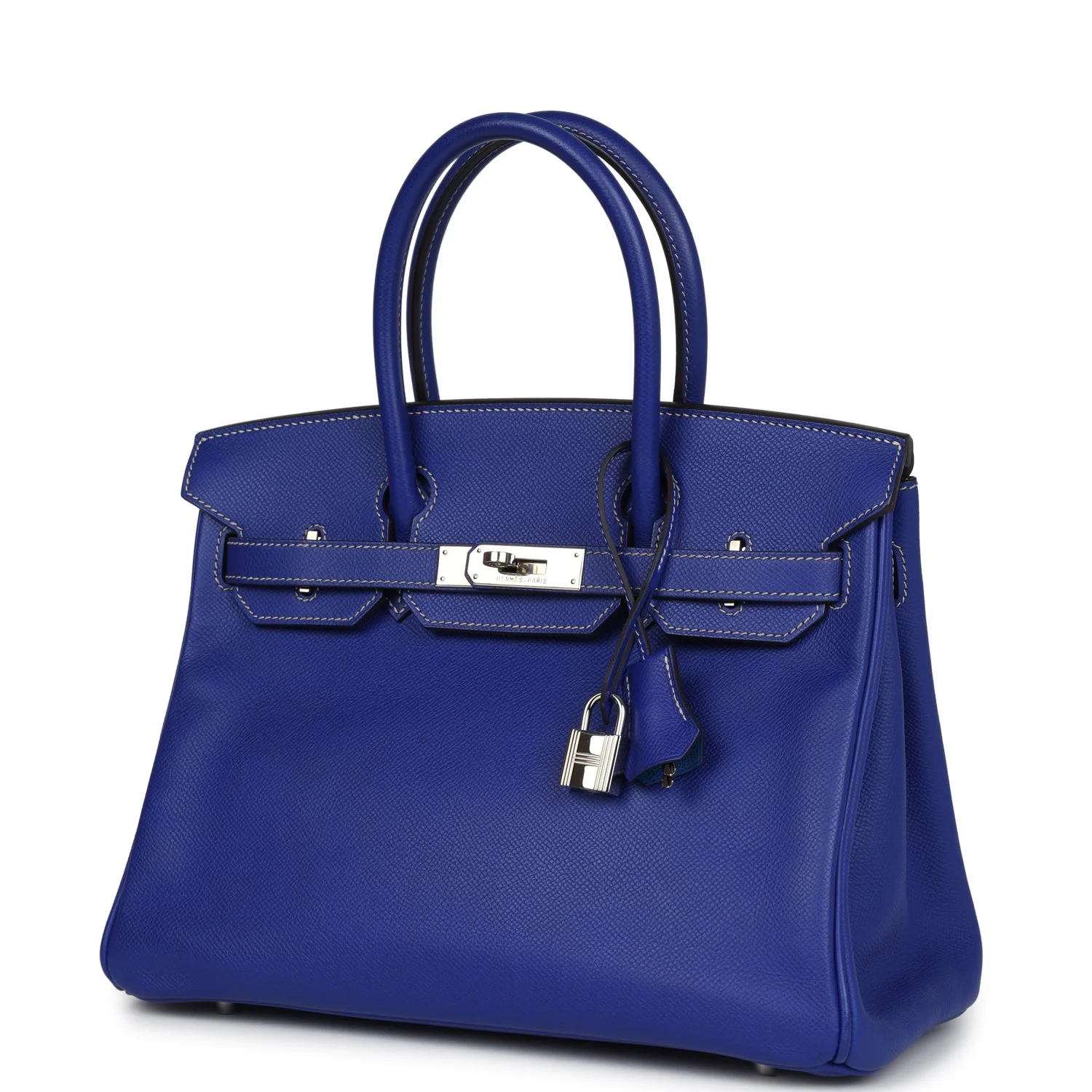 Replicate Hermes Birkin 30 Bleu Electric Candy Epsom Palladium Hardware(1:1 replica)
