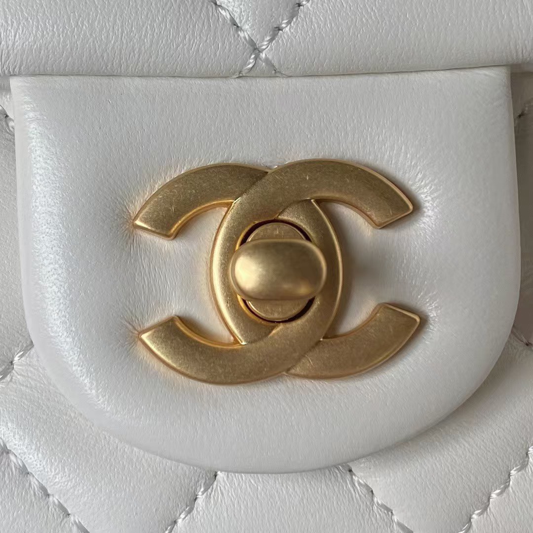 Replicate Chanel 23S AS4041 Mini Camellia Embossed Rectangular Flap Bag Antique Gold Hardware White(1:1 replica)