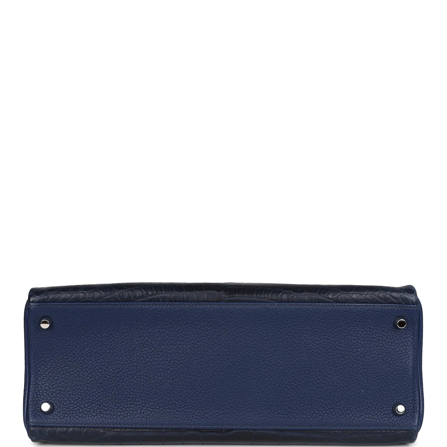 Replicate Hermes Kelly Retourne 35 Bleu Indigo Matte Alligator and Bleu Saphir Swift and Clemence Palladium Hardware(1:1 replica)