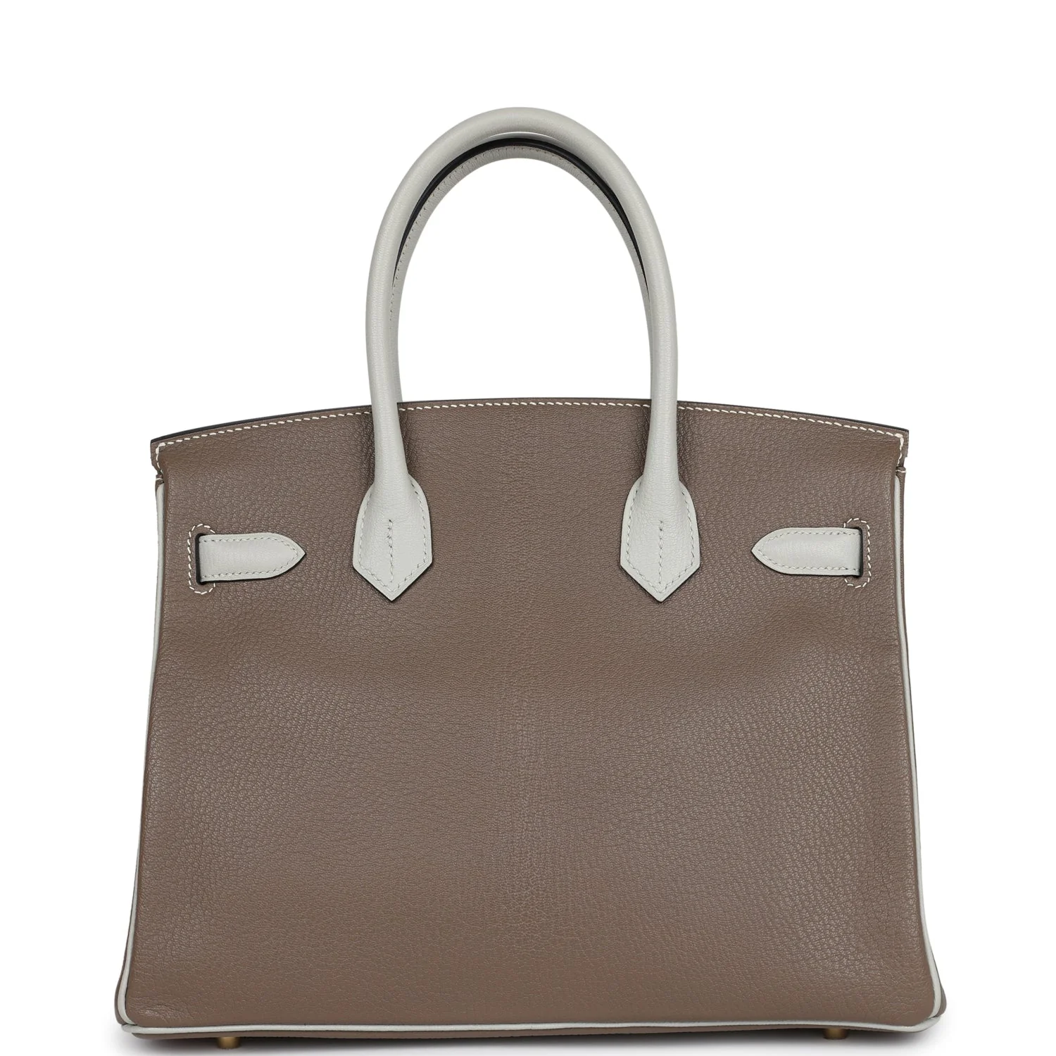 Replicate Hermes Special Order (HSS) Birkin 30 Etoupe and Gris Perle Chevre Brushed Gold Hardware(1:1 replica)