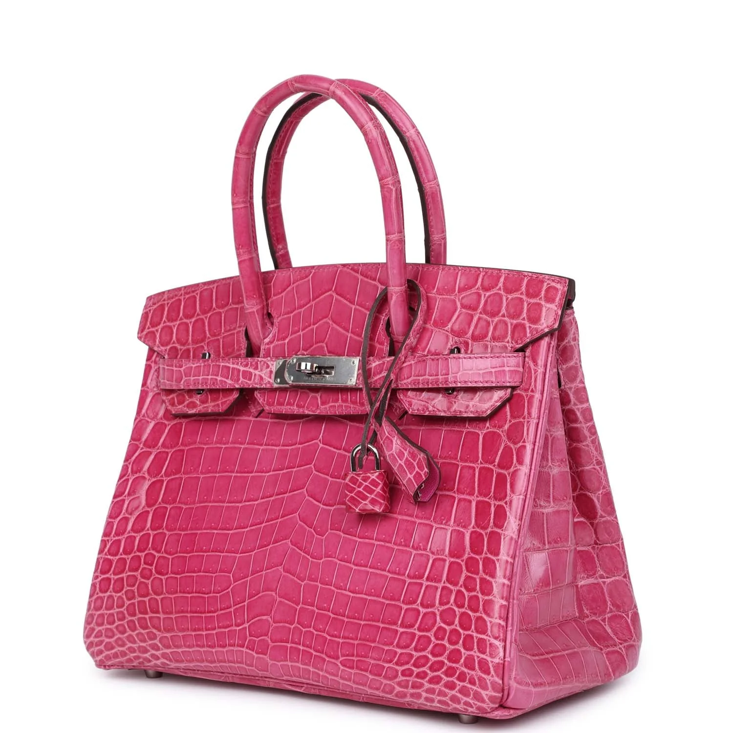 Replicate Hermes Birkin 30 Fuschia Shiny Niloticus Crocodile Palladium Hardware(1:1 replica)