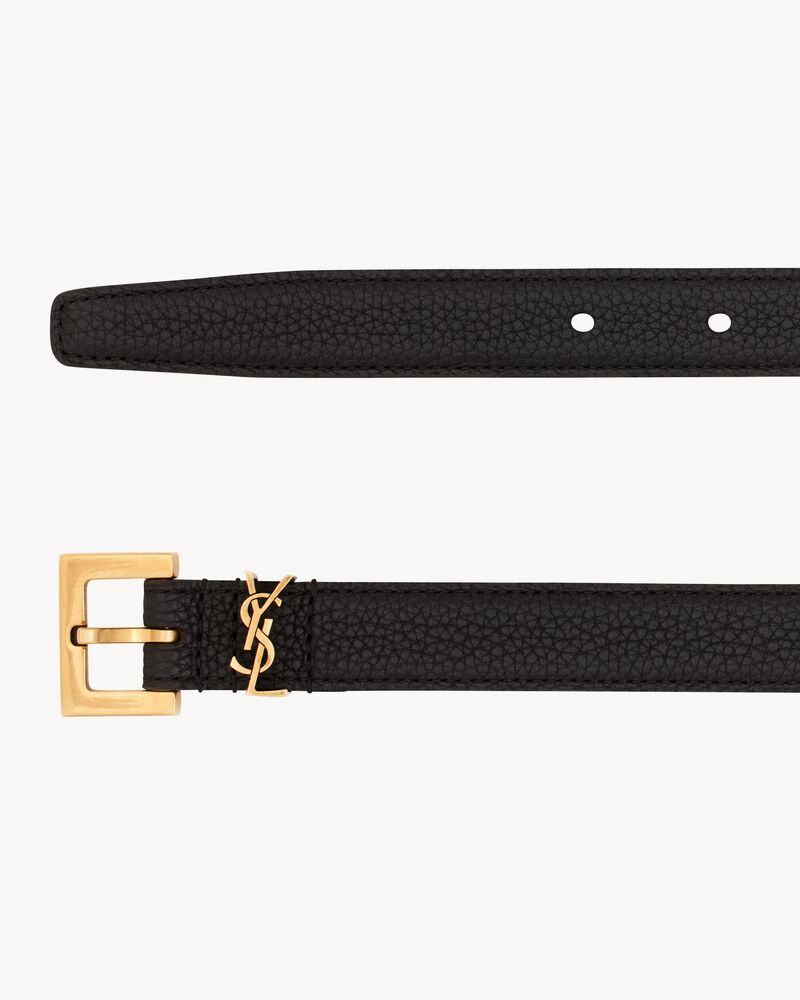 Replicate cassandre thin belt with square buckle in grained leather(1:1 replica)