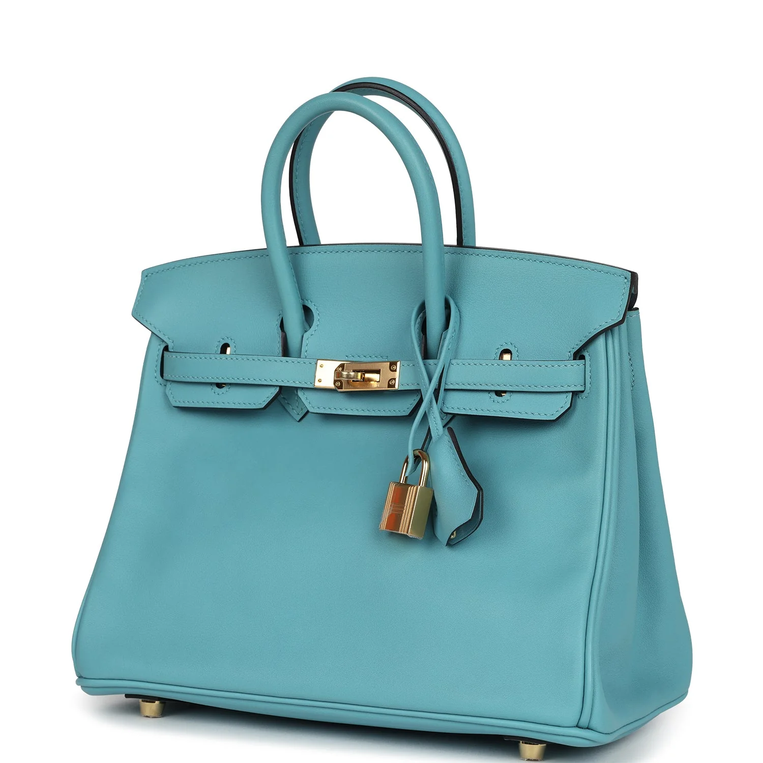 Replicate Hermes Birkin 25 Bleu Saint Cyr Swift Gold Hardware(1:1 replica)