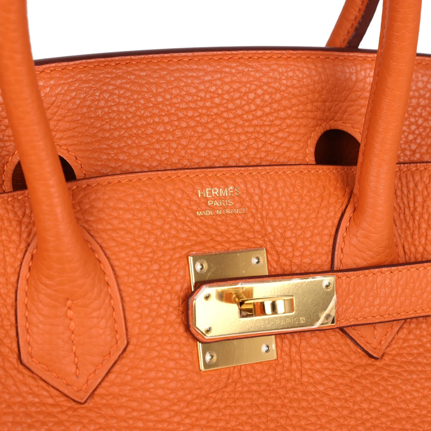Replicate Hermes Birkin 30 Orange Togo Gold Hardware(1:1 replica)