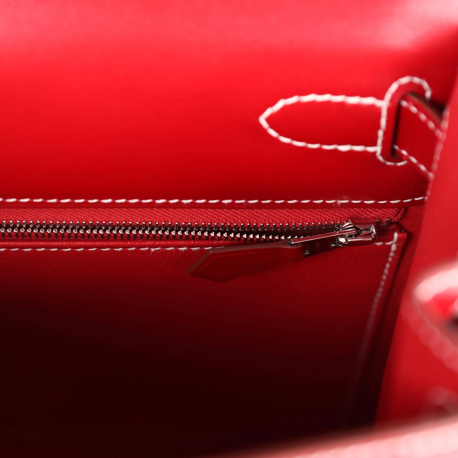 Replicate Hermes Kelly Sellier 28 Rouge Piment Box Palladium Hardware(1:1 replica)