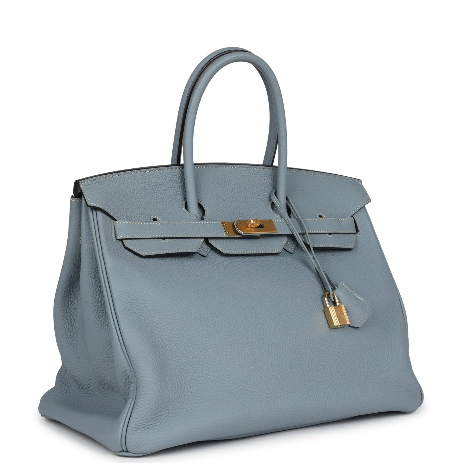 Replicate Hermes Birkin 35 Bleu Lin Togo Gold Hardware(1:1 replica)