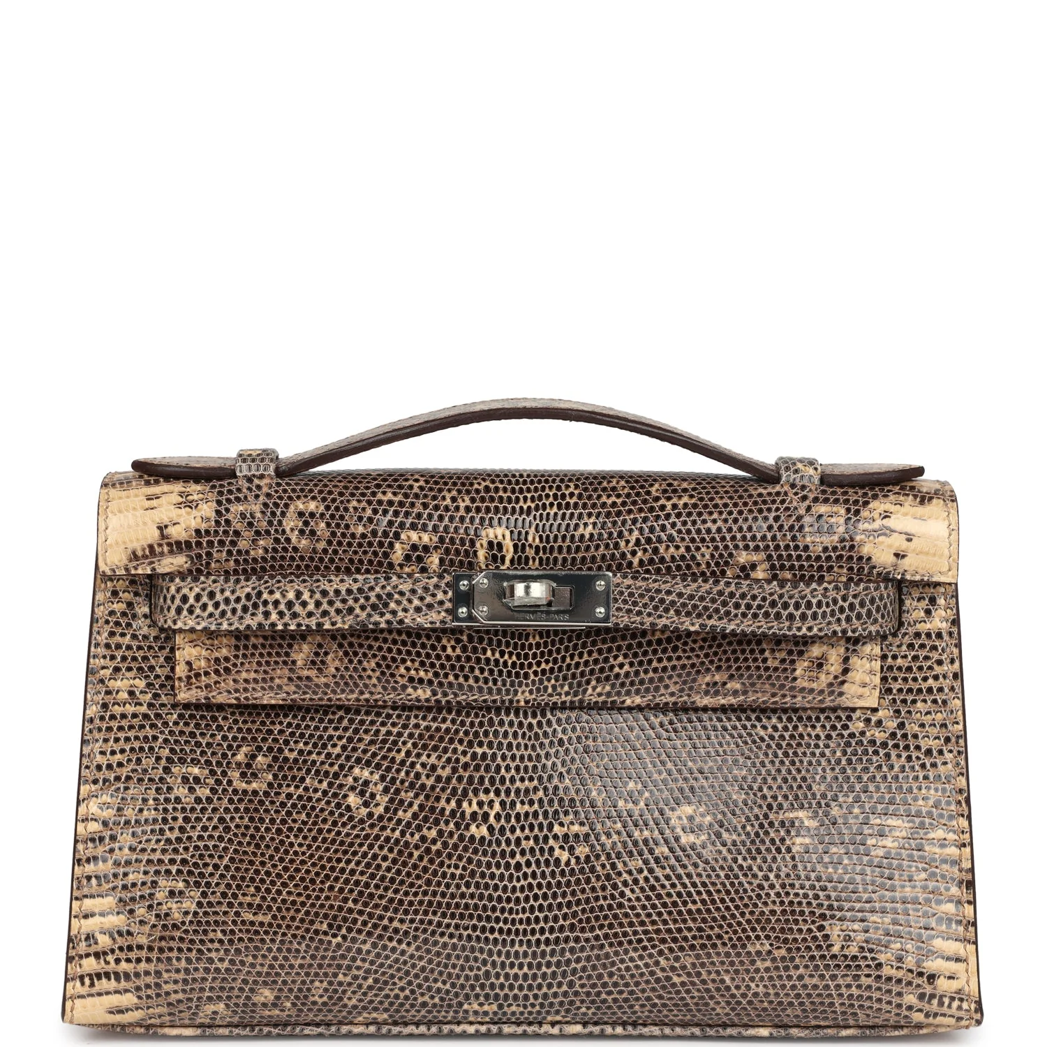 Replicate Hermes Kelly Pochette Desert Varanus Salvator Lizard Palladium Hardware(1:1 replica)