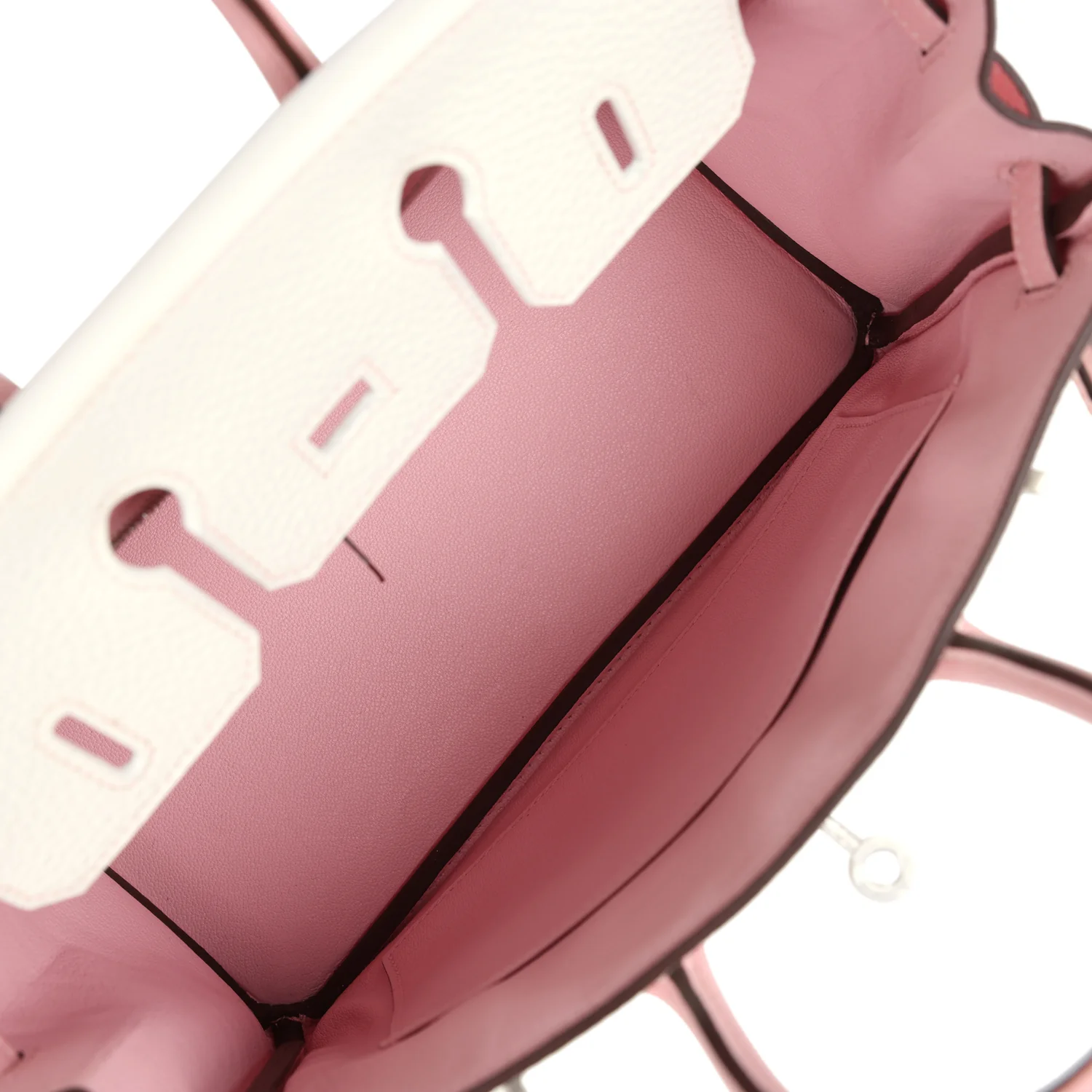 Replicate Hermes Special Order (HSS) Birkin 25 Rose Sakura and White Clemence Brushed Palladium Hardware(1:1 replica)