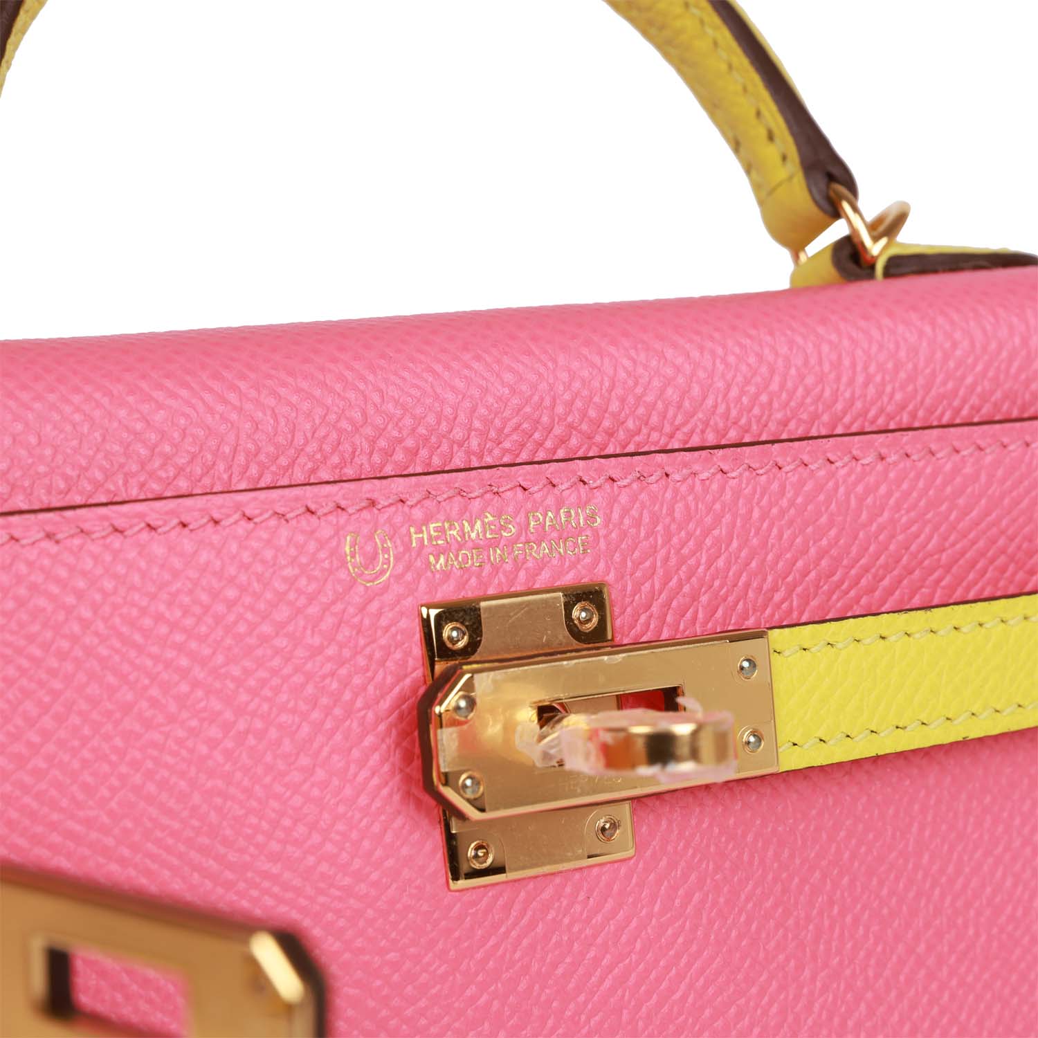 Replicate Hermes Special Order (HSS) Kelly Sellier 20 Rose Azalee and Lime Epsom Gold Hardware(1:1 replica)