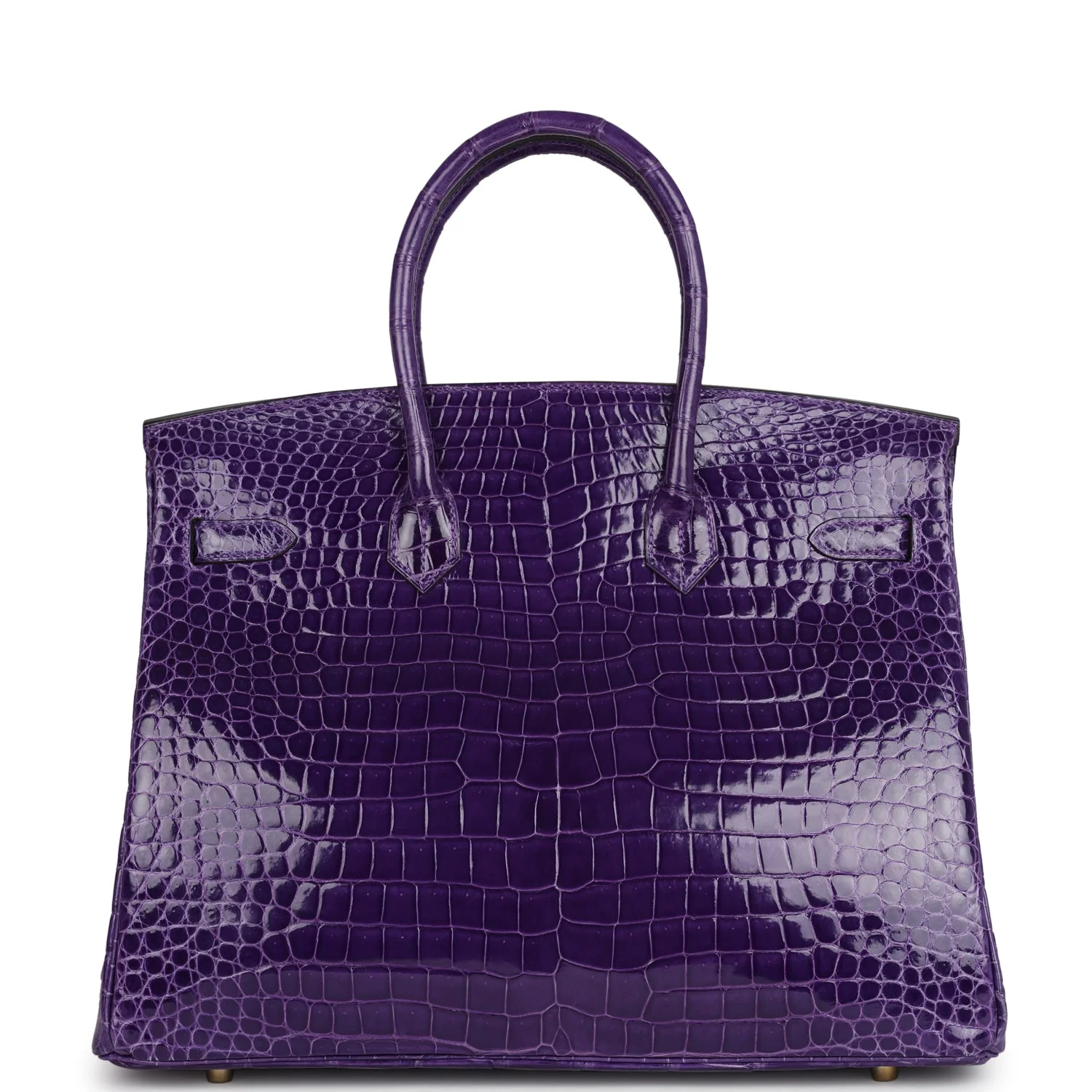 Replicate Hermes Birkin 35 Ultraviolet Shiny Porosus Crocodile Gold Hardware(1:1 replica)