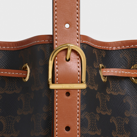 Replicate SMALL DRAWSTRING BAG IN TRIOMPHE CANVAS AND CALFSKIN TAN(1:1 replica)