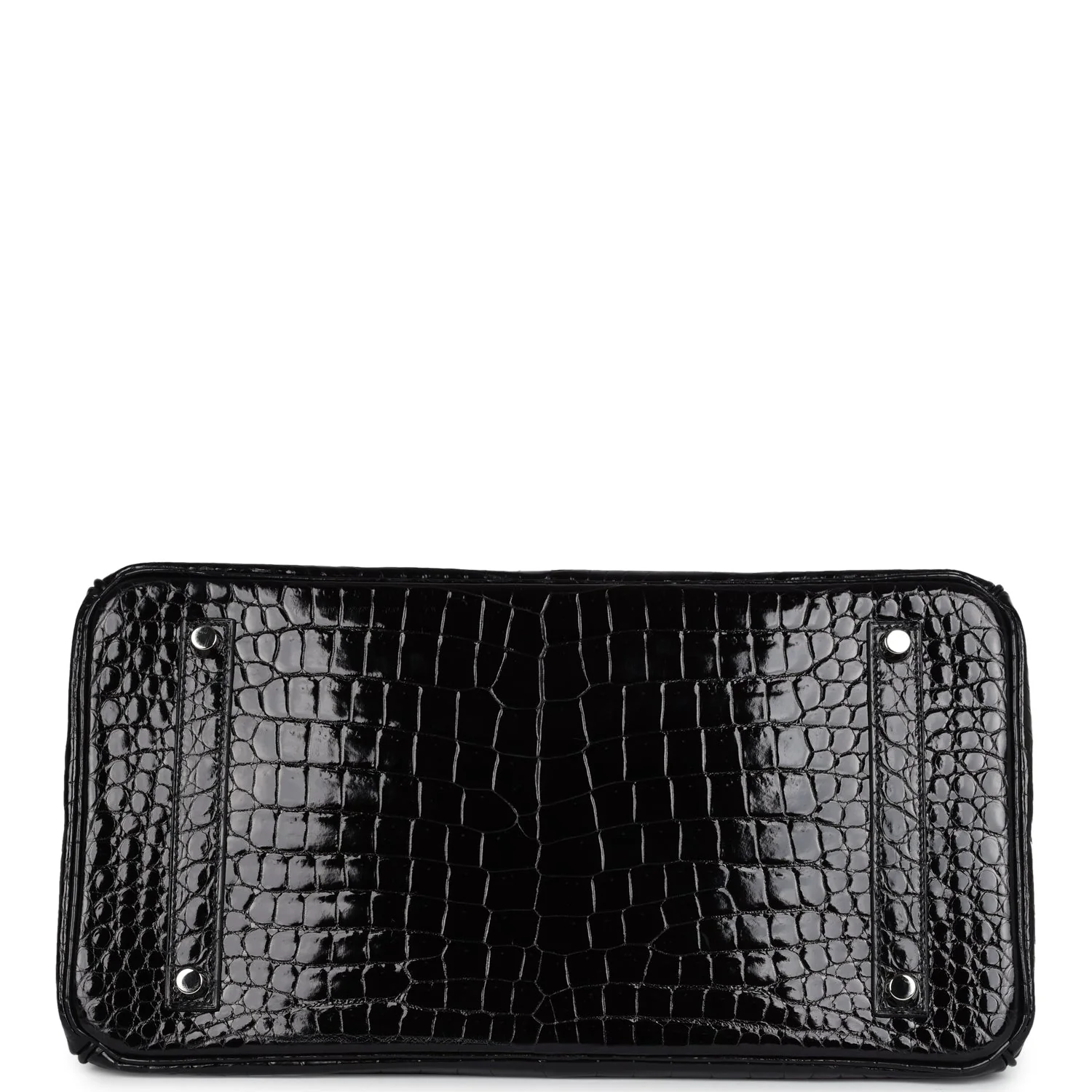 Replicate Hermes Birkin 35 Black Shiny Porosus Crocodile 18K White Gold Diamond Hardware(1:1 replica)