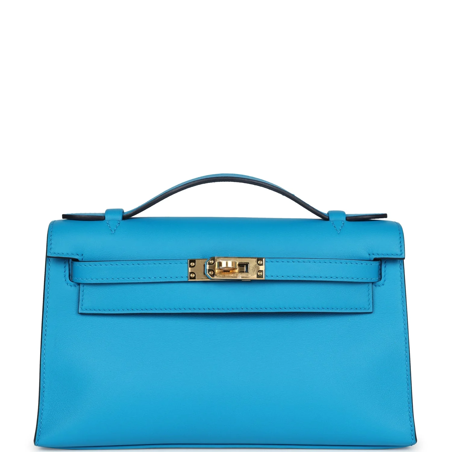 Replicate Hermes Kelly Pochette Bleu Frida Swift Gold Hardware(1:1 replica)