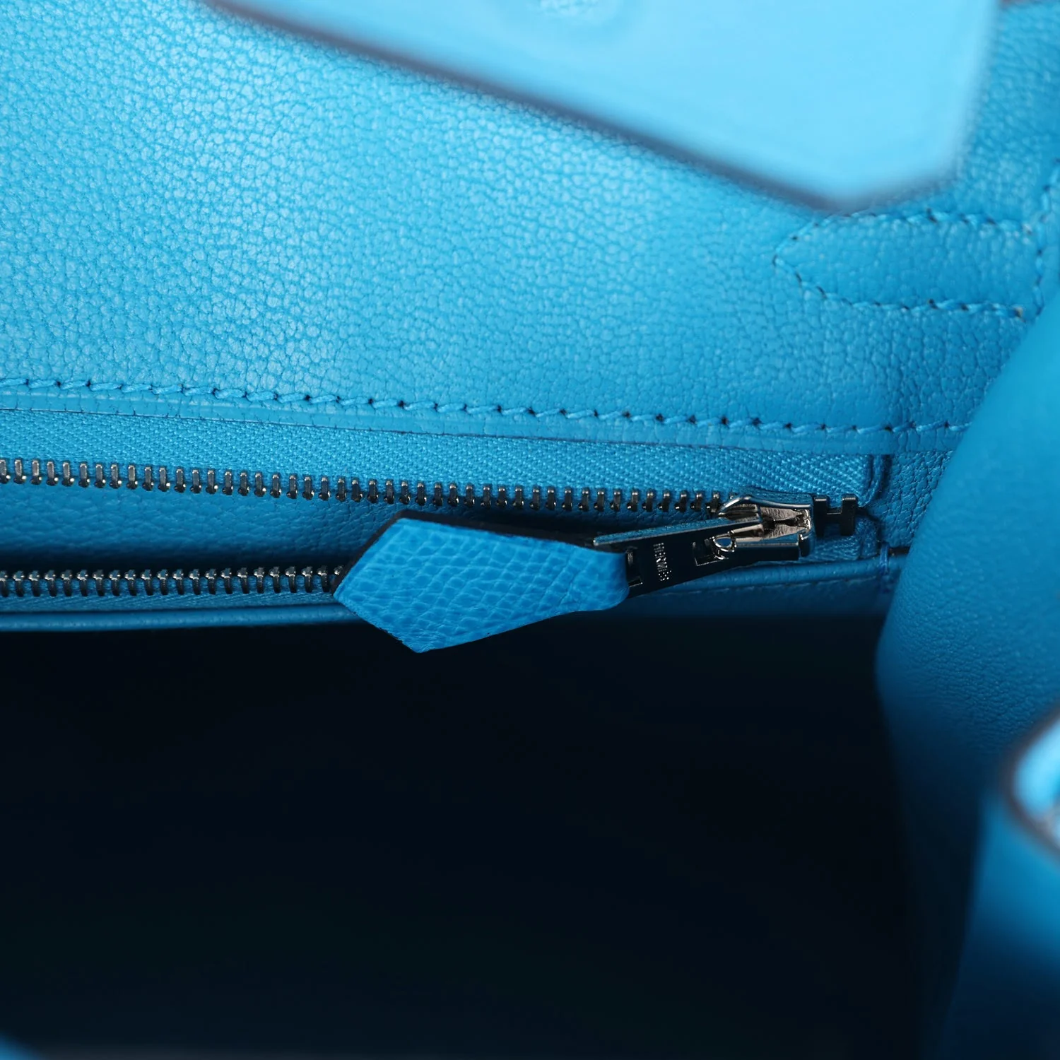 Replicate Hermes Birkin Sellier 25 Bleu Frida Epsom Palladium Hardware(1:1 replica)