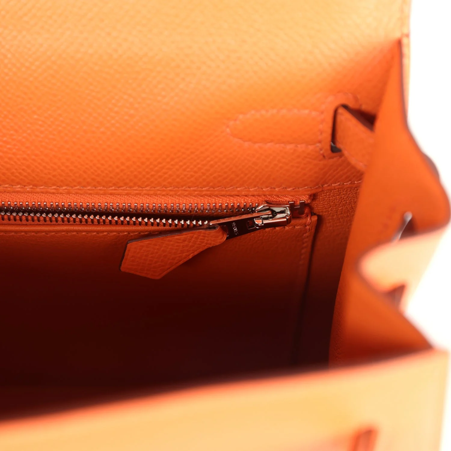 Replicate Hermes Kelly Sellier 25 Orange Epsom Palladium Hardware(1:1 replica)