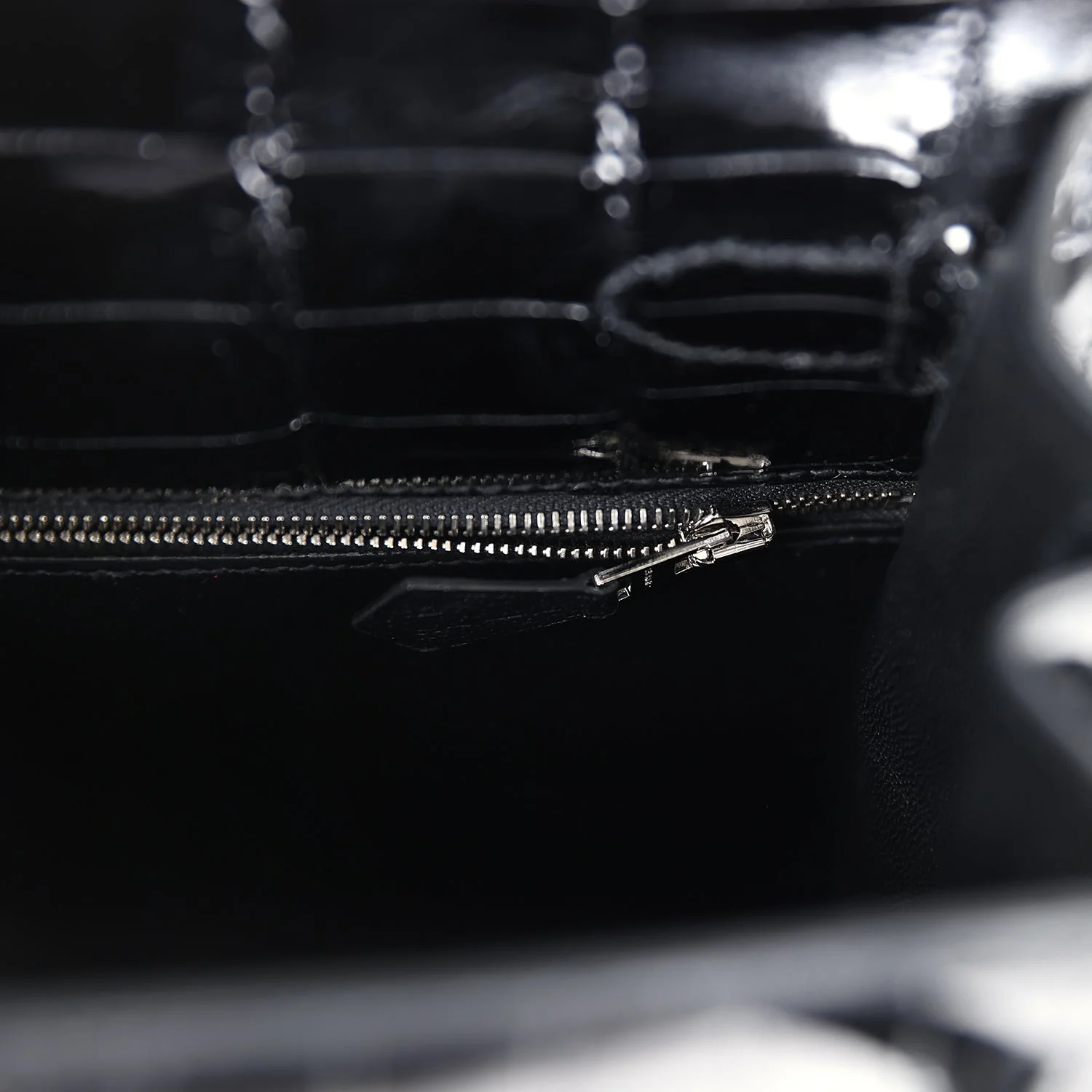 Replicate Hermes Kelly Sellier 28 Black Shiny Niloticus Crocodile Palladium Hardware(1:1 replica)