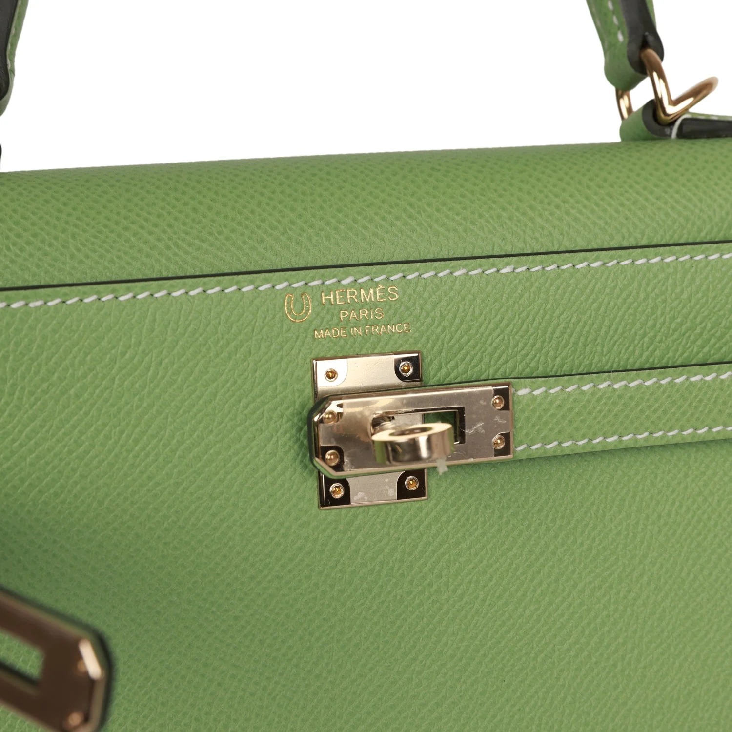 Replicate Hermes Special Order (HSS) Kelly Sellier 25 Vert Criquet Epsom Permabrass Hardware(1:1 replica)
