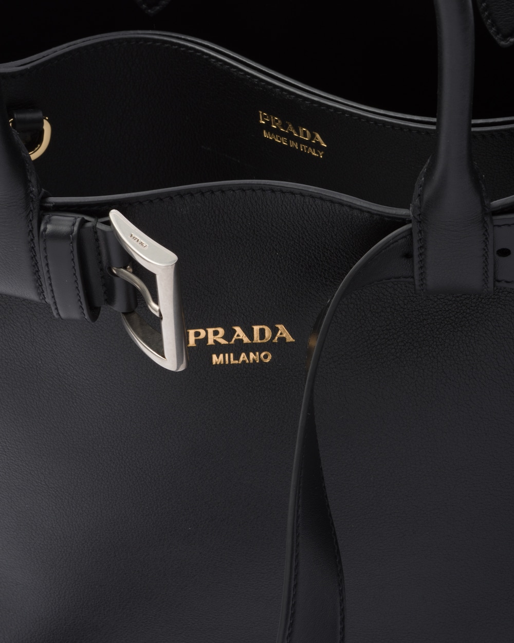 Replicate Prada Buckle Large Leather Handbag With Belt(1:1 replica)