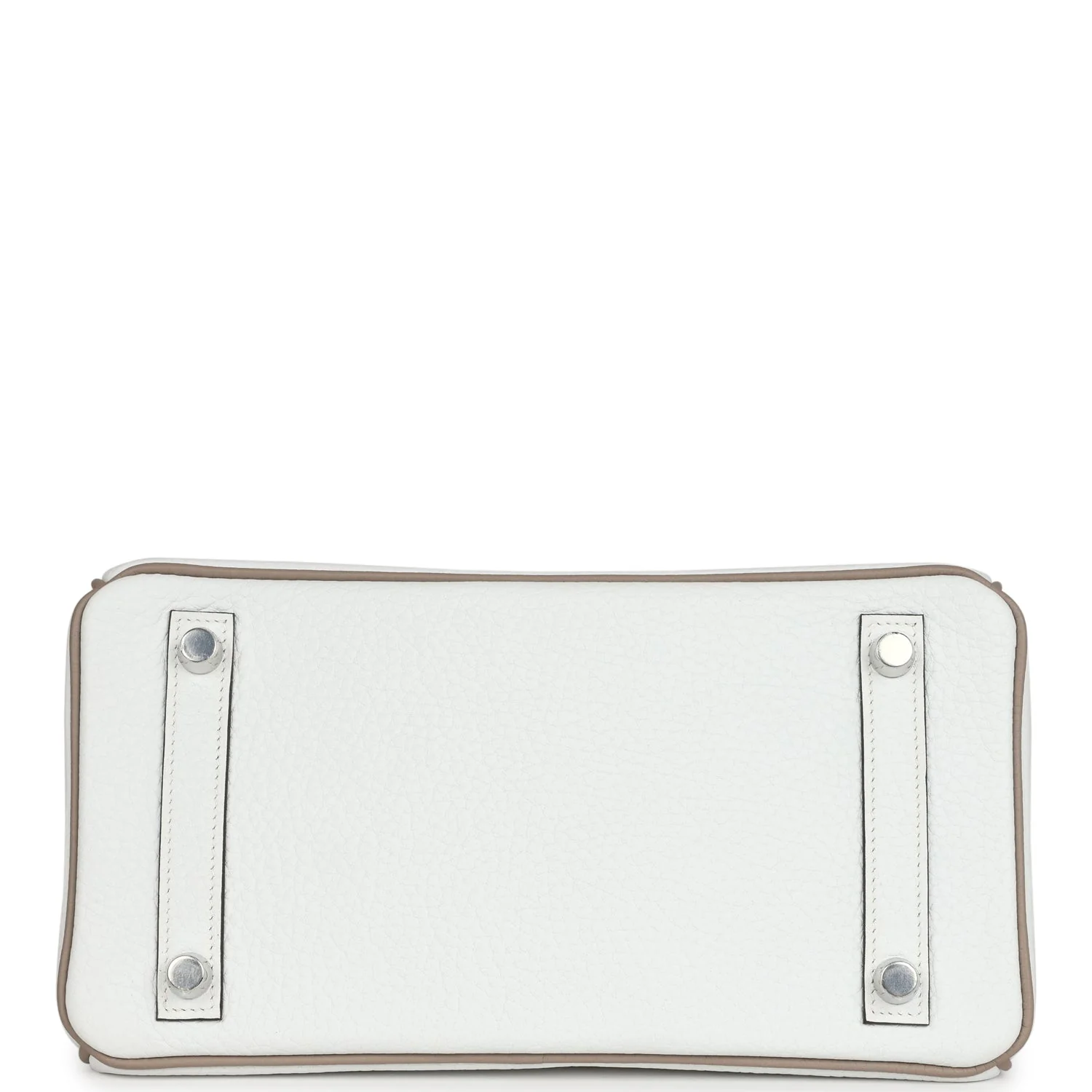 Replicate Hermes Special Order (HSS) Birkin 25 White and Etoupe Clemence Brushed Palladium Hardware(1:1 replica)