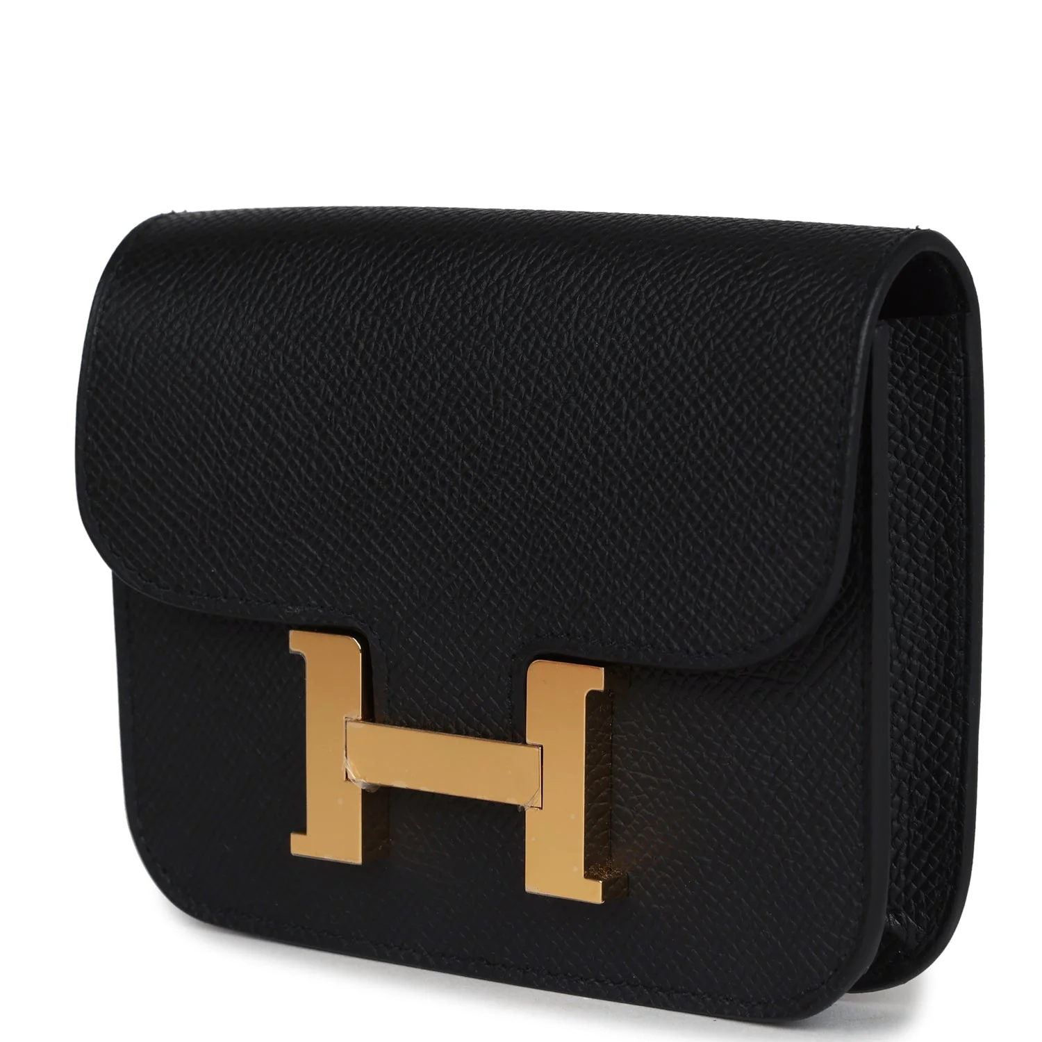 Replicate Hermes Constance Slim Wallet Black Epsom Gold Hardware(1:1 replica)