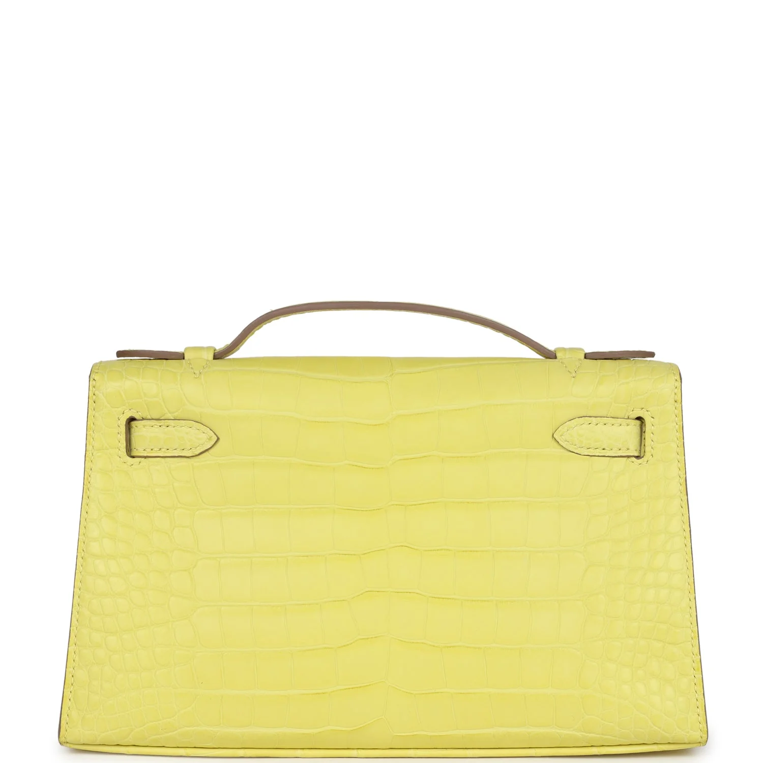 Replicate Hermes Kelly Pochette Lime Matte Alligator Palladium Hardware(1:1 replica)
