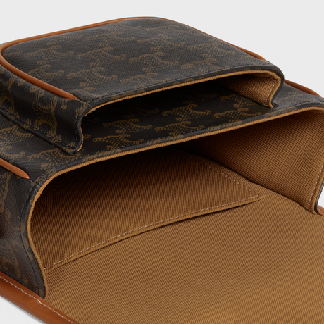 Replicate MEDIUM FOLCO BAG IN TRIOMPHE CANVAS AND CALFSKIN TAN(1:1 replica)