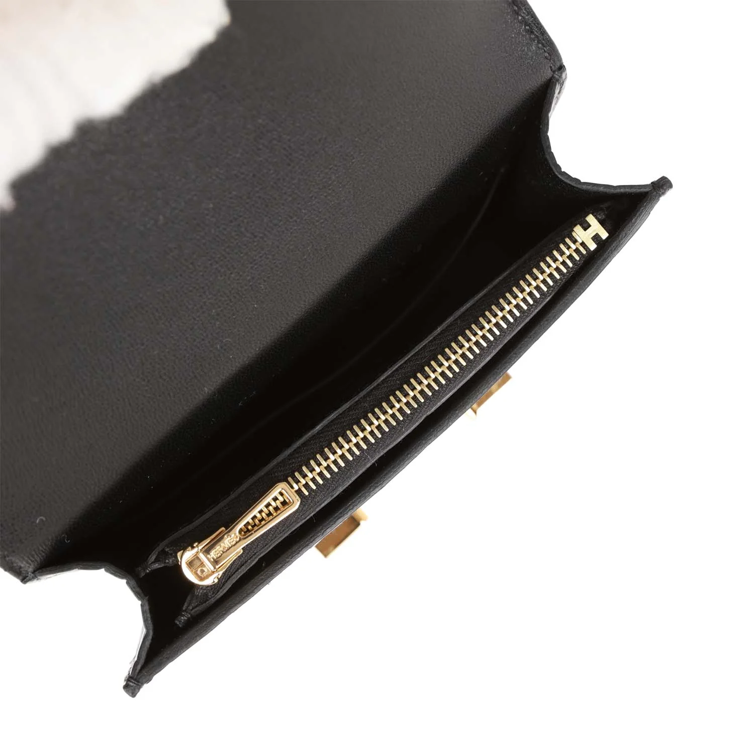 Replicate Hermes Constance Slim Wallet Shiny Black Alligator Gold Hardware(1:1 replica)