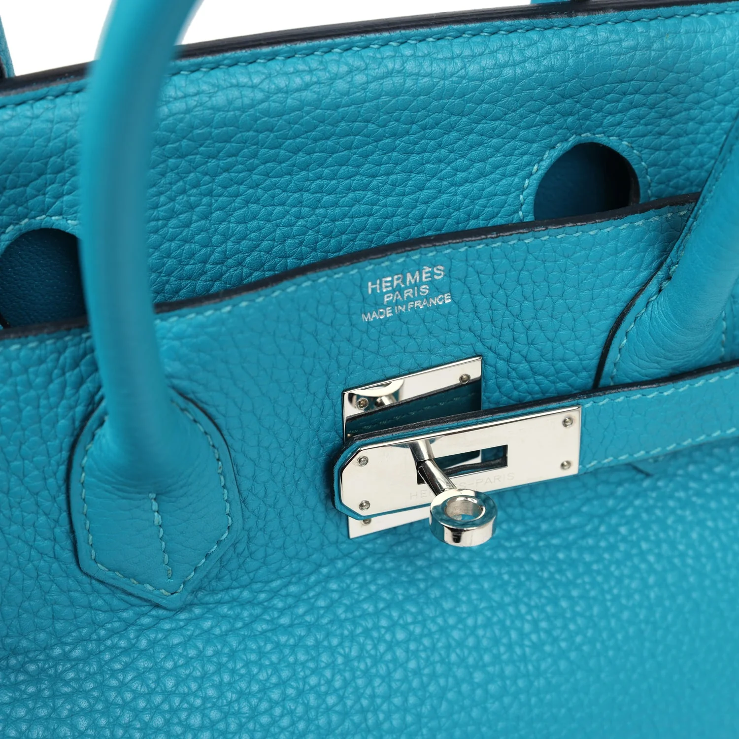Replicate Hermes Birkin 30 Turquoise Clemence Palladium Hardware(1:1 replica)