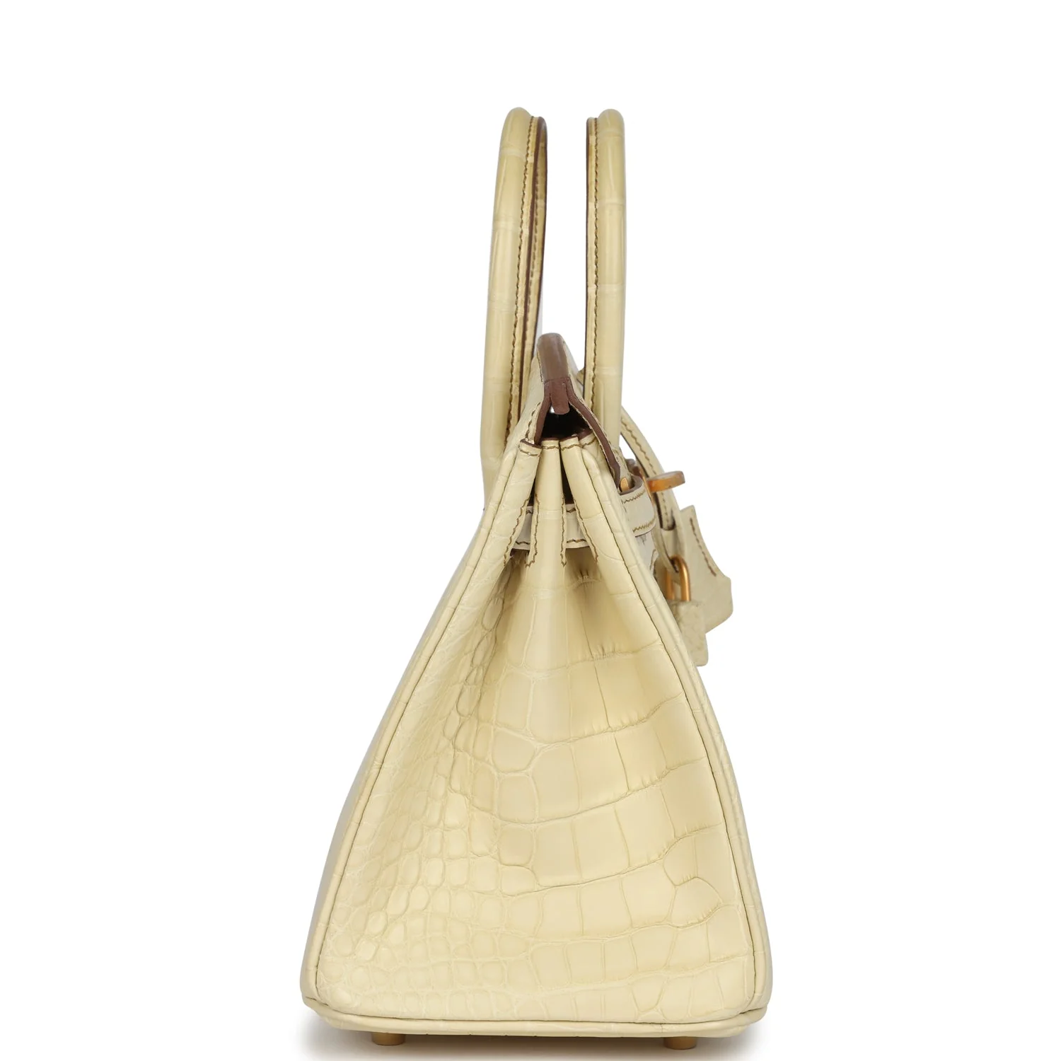 Replicate Hermes Special Order (HSS) Birkin 25 Vanille Matte Alligator Brushed Gold Hardware(1:1 replica)