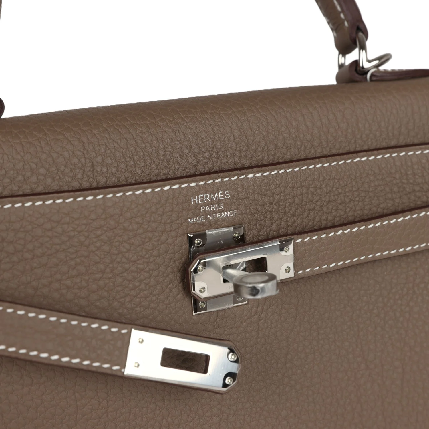 Replicate Hermes Kelly Retourne 25 Etoupe Togo Palladium Hardware(1:1 replica)