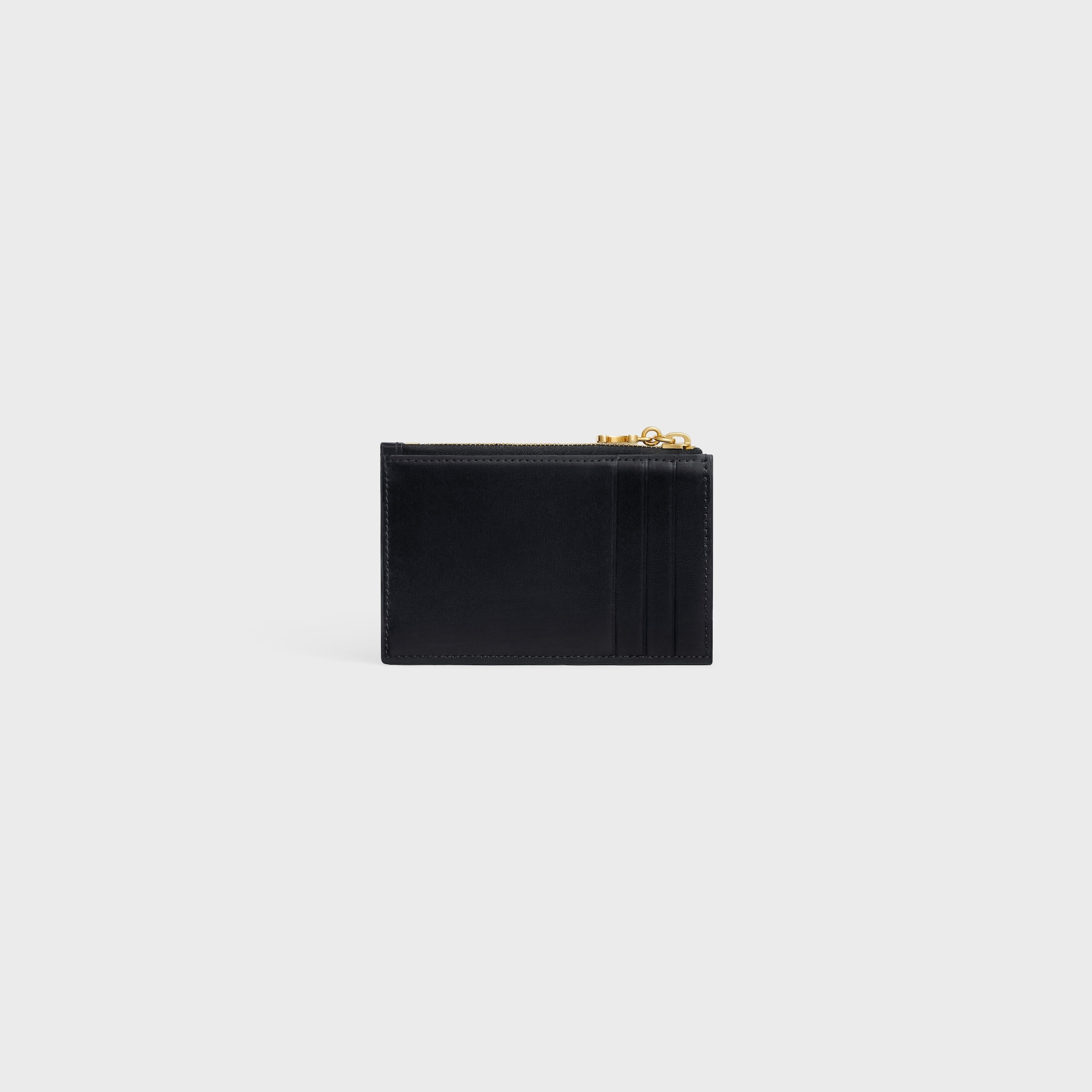Replicate ZIPPED CARD HOLDER TRIOMPHE CHARMS IN SHINY CALFSKIN BLACK(1:1 replica)