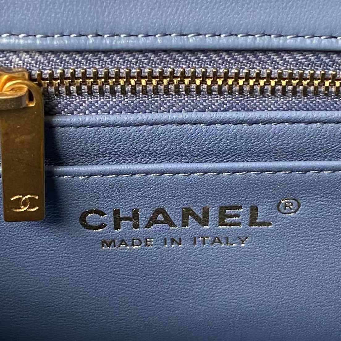 Replicate Chanel 23K AS1787 Mini Pearl Embossed Rectangular Flap Bag Lambskin Brushed Metal Hardware Blue(1:1 replica)