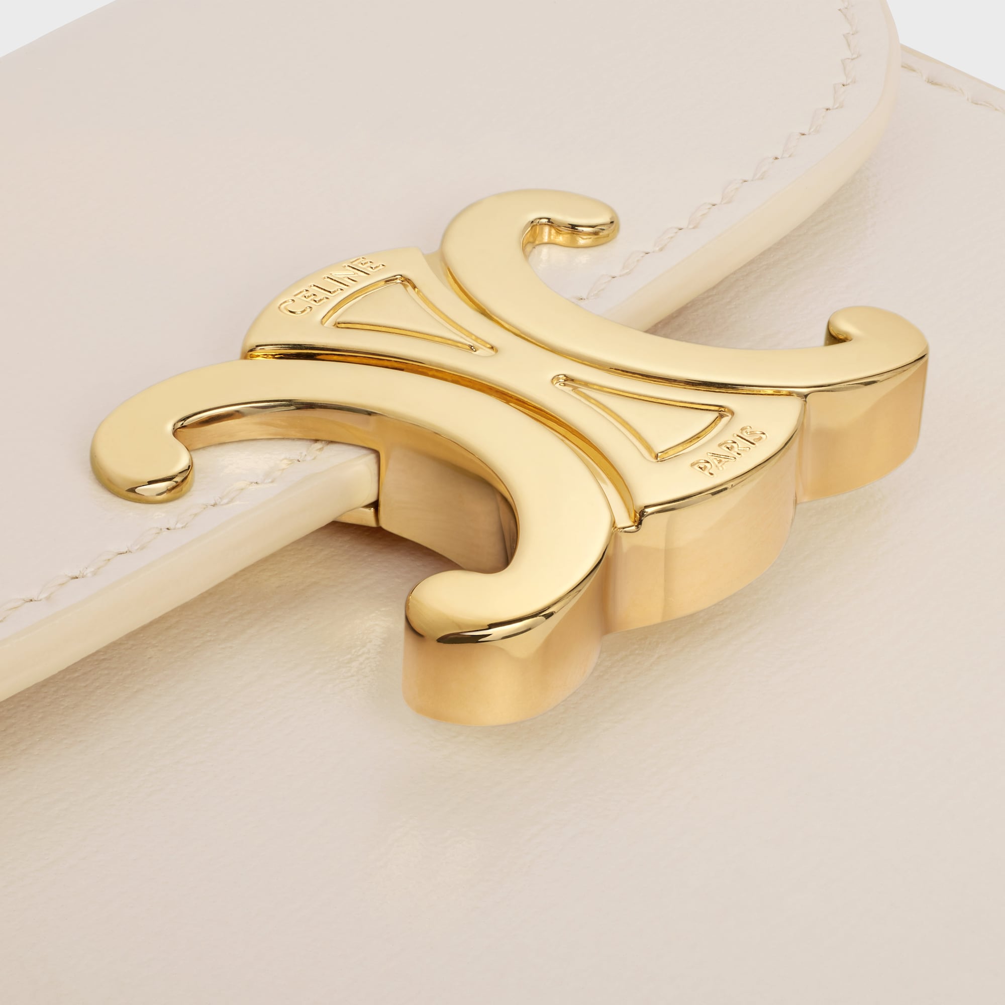 Replicate SMALL FLAP WALLER TRIOMPHE IN SHINY CALFSKIN PALE BEIGE(1:1 replica)