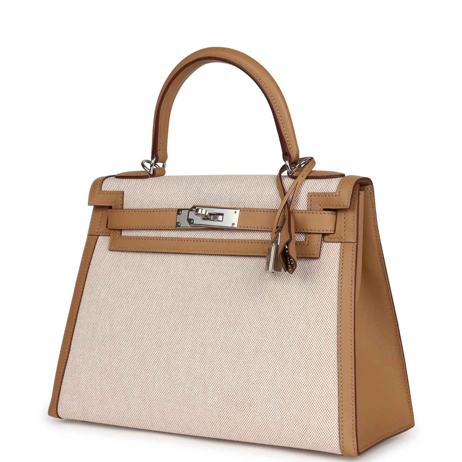 Replicate Hermes Kelly Sellier 28 Biscuit Toile H Canvas and Swift Palladium Hardware(1:1 replica)