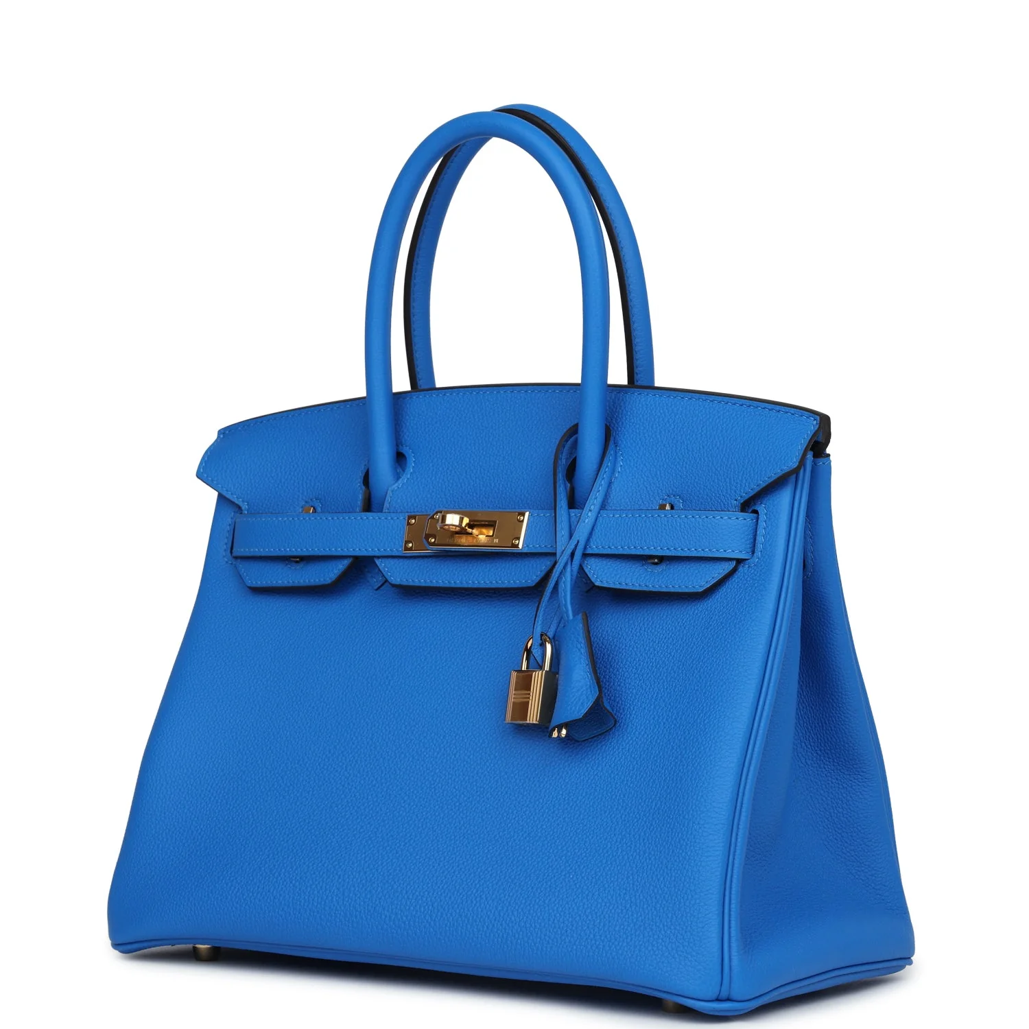 Replicate Hermes Birkin 30 Bleu Hydra Togo Gold Hardware(1:1 replica)